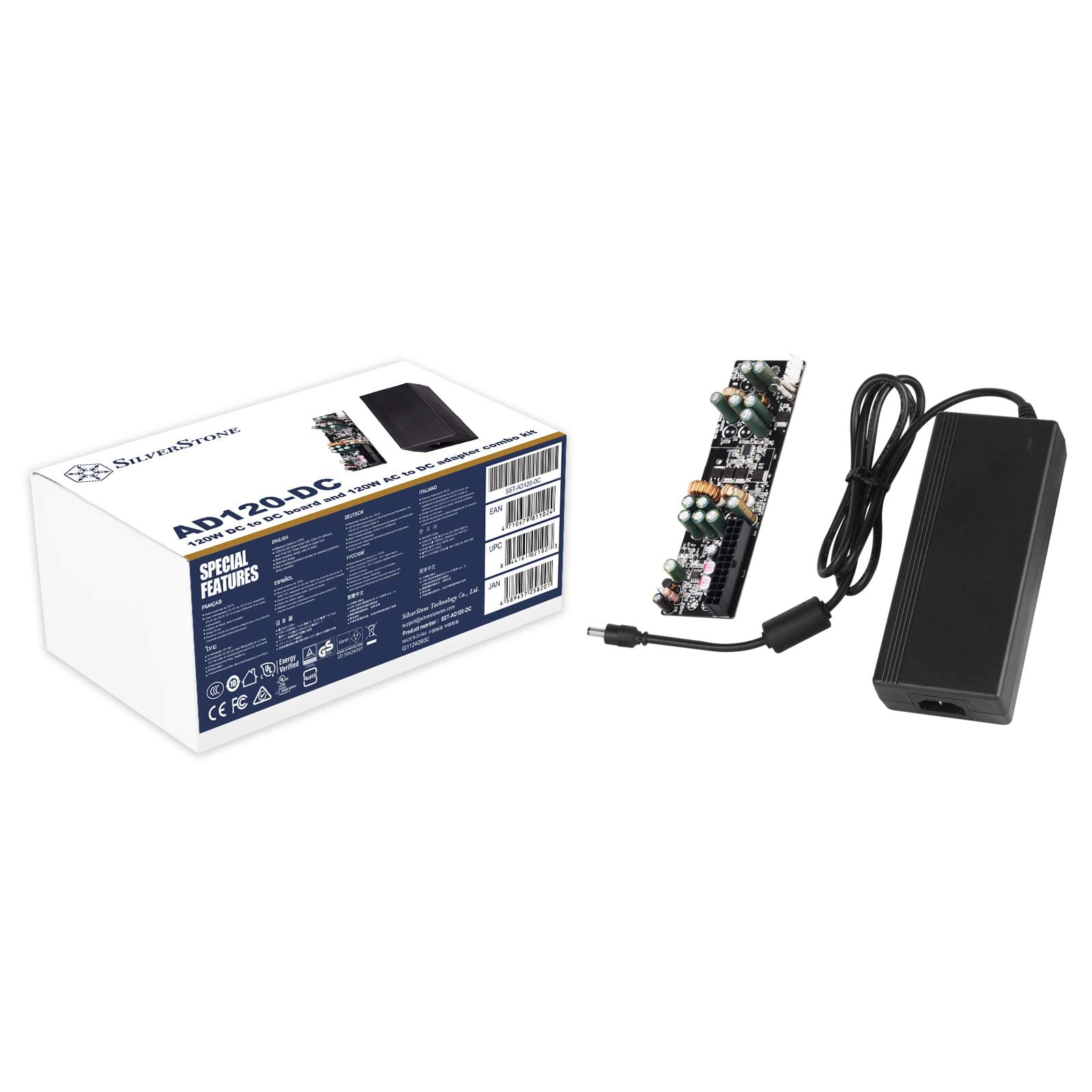 120W power supply kit, 120W DCDC Powerboard with 120W 12V/10A ACDC Adapter, Black wire design, 20+4pin motherboard connector, 