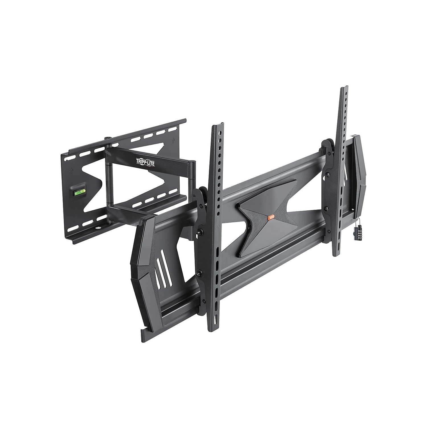 Tripp Lite Full Motion TV Wall Mount for 37 to 80 TVs, Flat or Curved, Security TV Mount, Anti-Theft Steel Security Bar, 88 lb. 