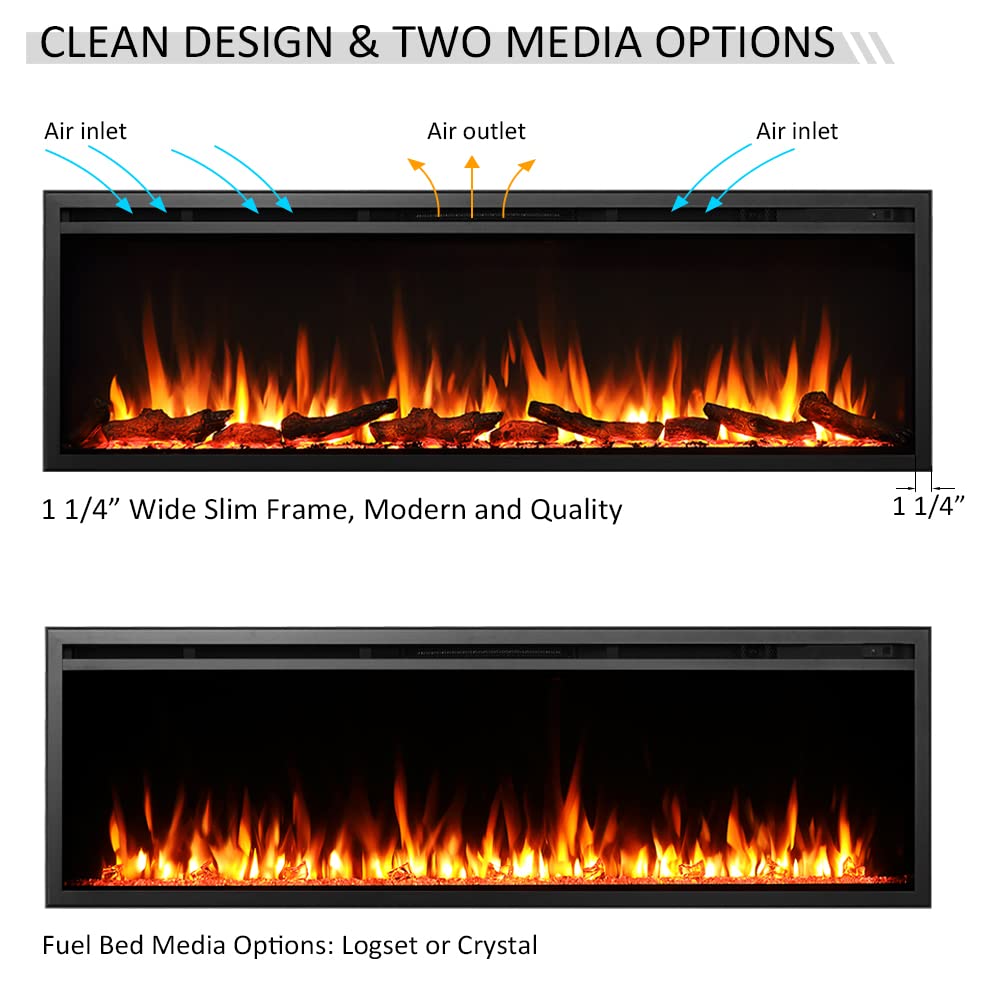 Legendflame Austin In Wall Recessed & Wall Mounted Electric Fireplace (60'')