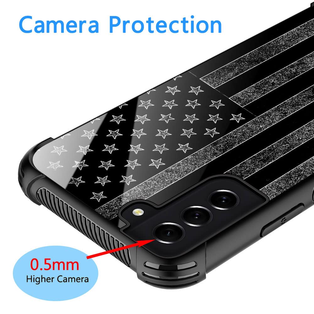 ZHEGAILIAN Samsung Galaxy S21 Phone Case Anti-Scratch Shockproof TPU Organic Glass Gray Flag