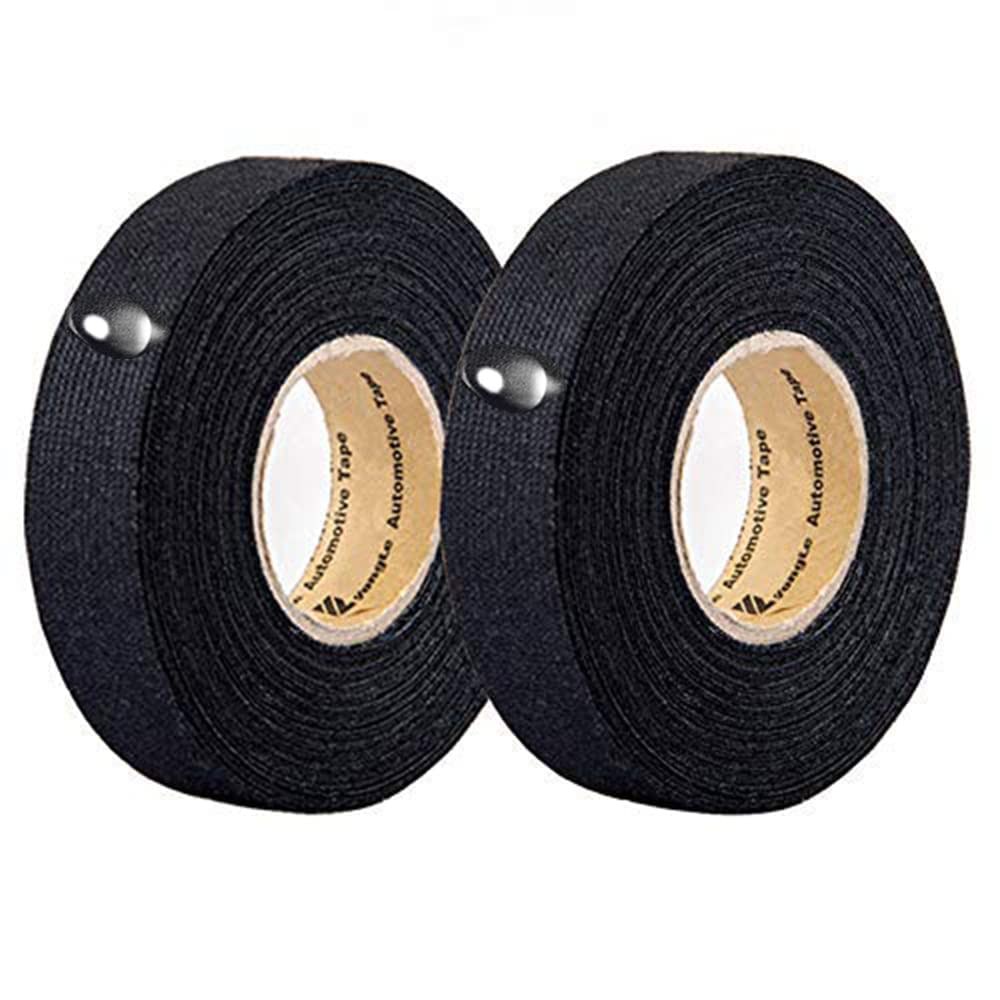 Ergonflow Automotive Wiring Harness Cloth Tape, High Temp Wire Harness Wrapping Tape, Black Adhesive Fabric Tape,Noise Damping H