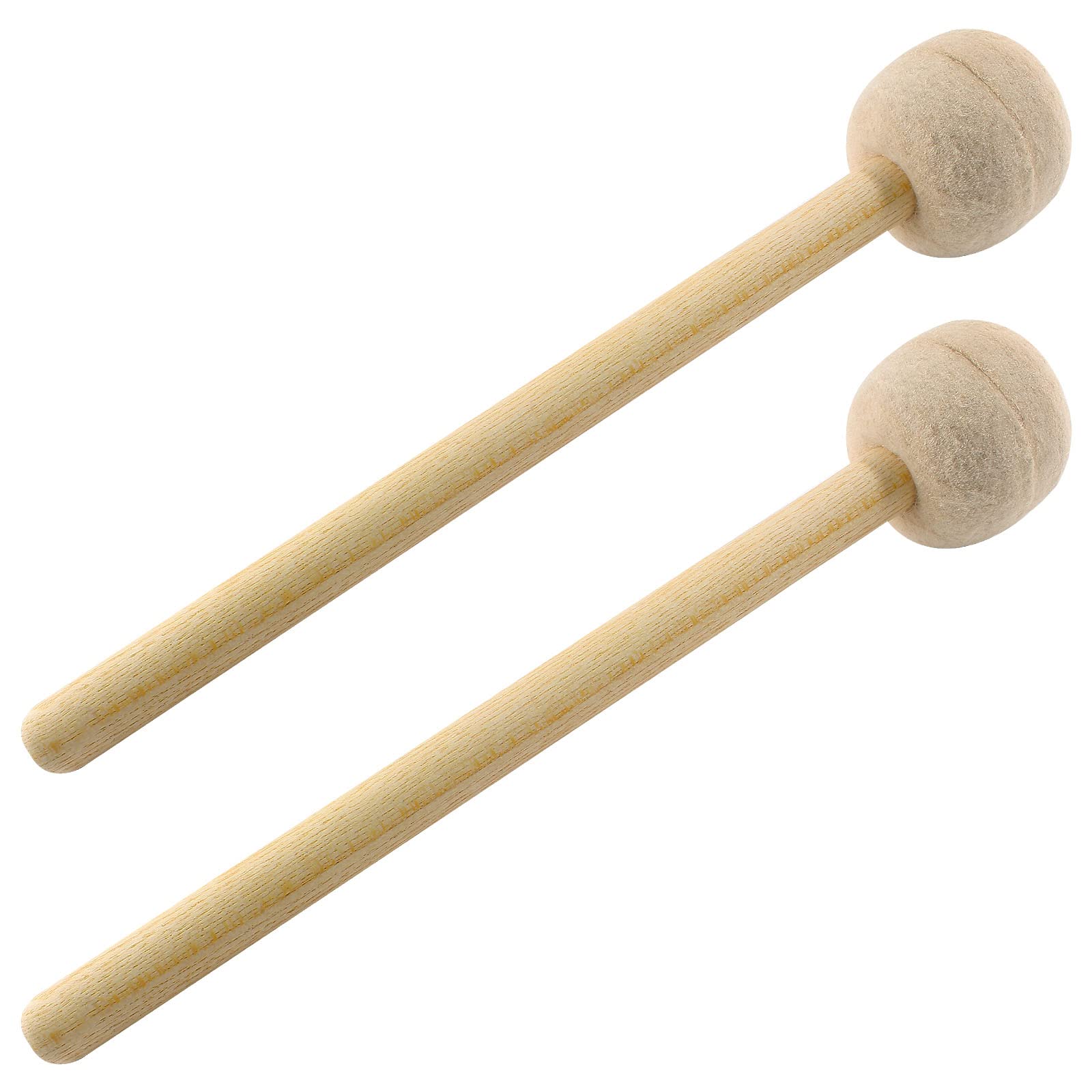 Jiozermi 2 Pcs Drum Mallet 13.22 Inches Length, Wool Felt Drum Stick, Anti Slip Bass Percussion Sticks, Instrument Band Accessor