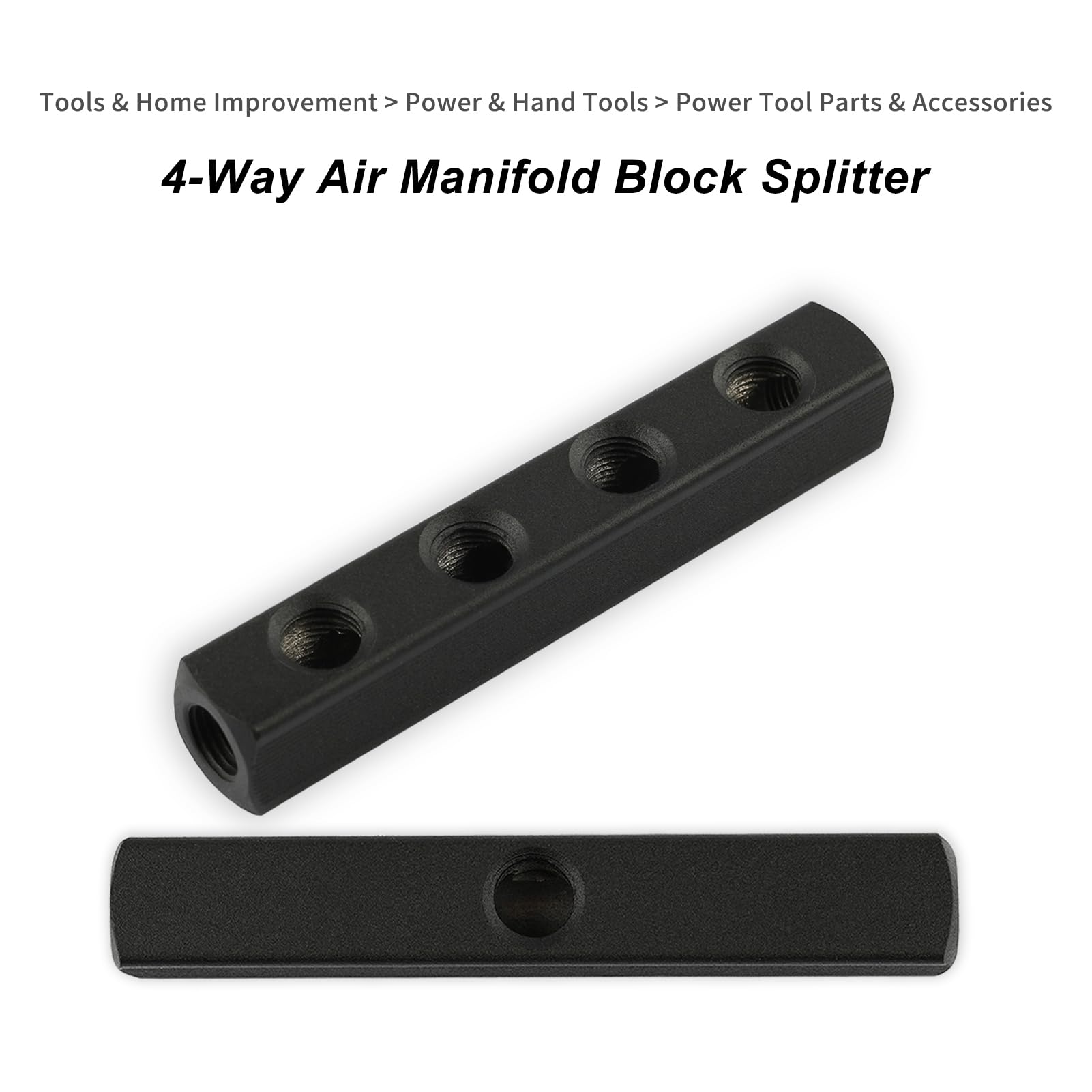 Fornax 4 Way Straight Air Manifold Air Splitter, Line Type Air Compressor Splitter With 4 Couplers And 1/4'' Npt Male Plug, Air