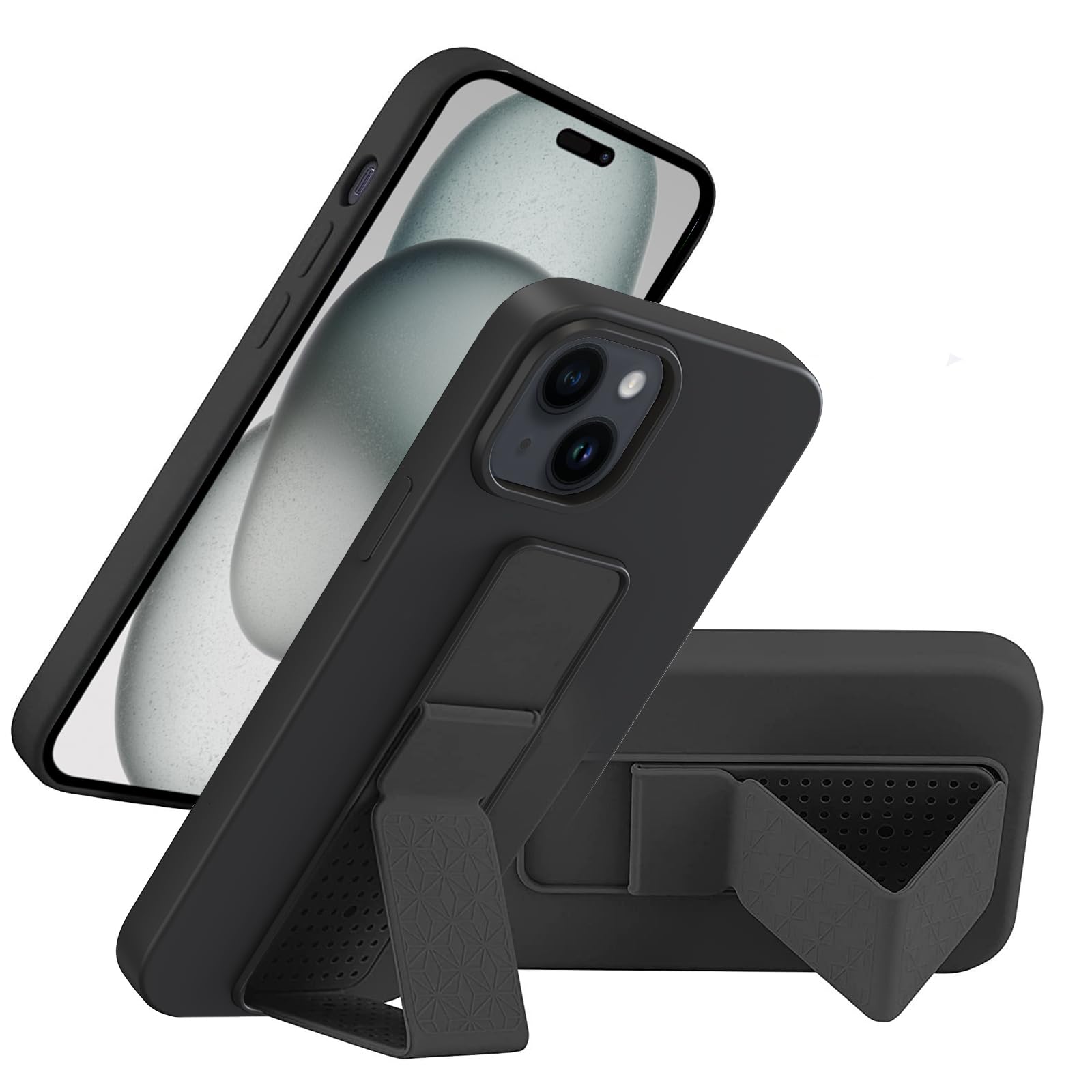 Laudtec Silicone Case With Stand/Kickstand,Vertical And Horizontal Stand Hand Strap Metal Kickstand Shockproof Case For Iphone 1