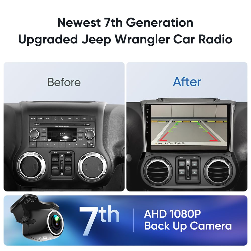 10.2 Inch Car Radio Stereo Navigation For Jeep Wrangler Jk Compass Grand Cherokee Dodge Ram Carplay Android Auto 5G Wifi 8 Core