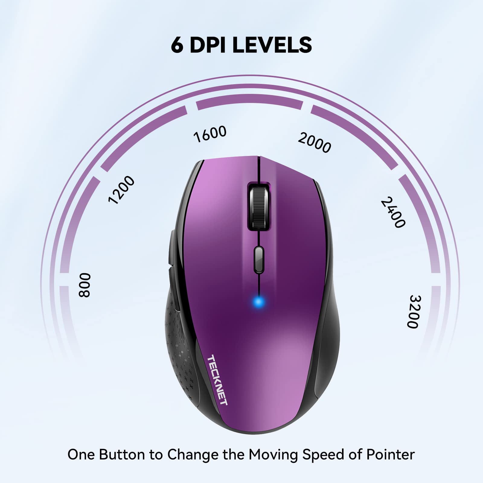 Tecknet Bluetooth Mouse, 3200 Dpi Wireless Mouse, 2 Year Battery Computer Mouse 6 Adjustable Dpi, 6 Buttons Compatible With Lapt