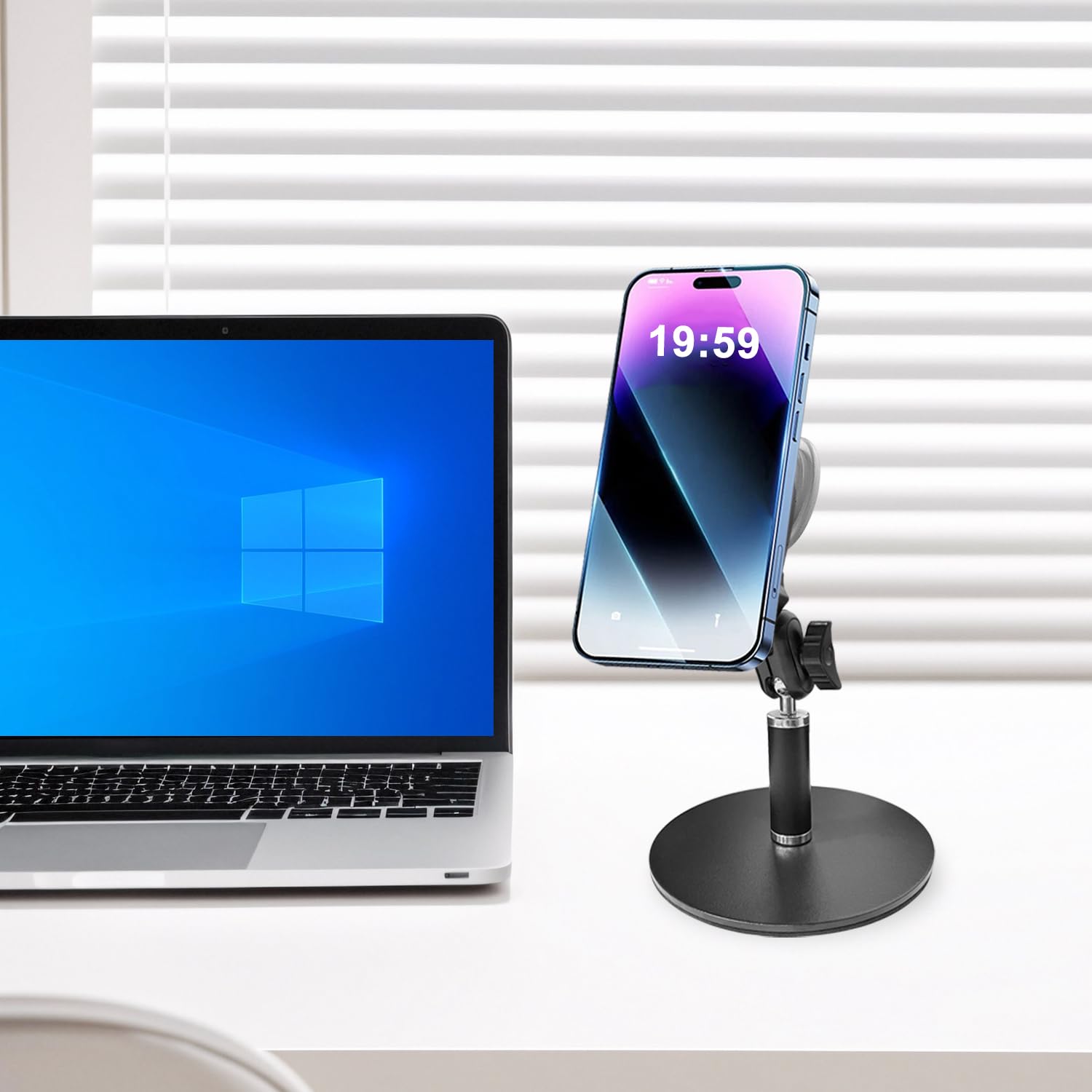 Desk Phone Stand For Pop Socket, Adjustable Desktop Cell Phone Holder Stand Cradle Heavy Duty Phone Mount For Desk, Office, Home