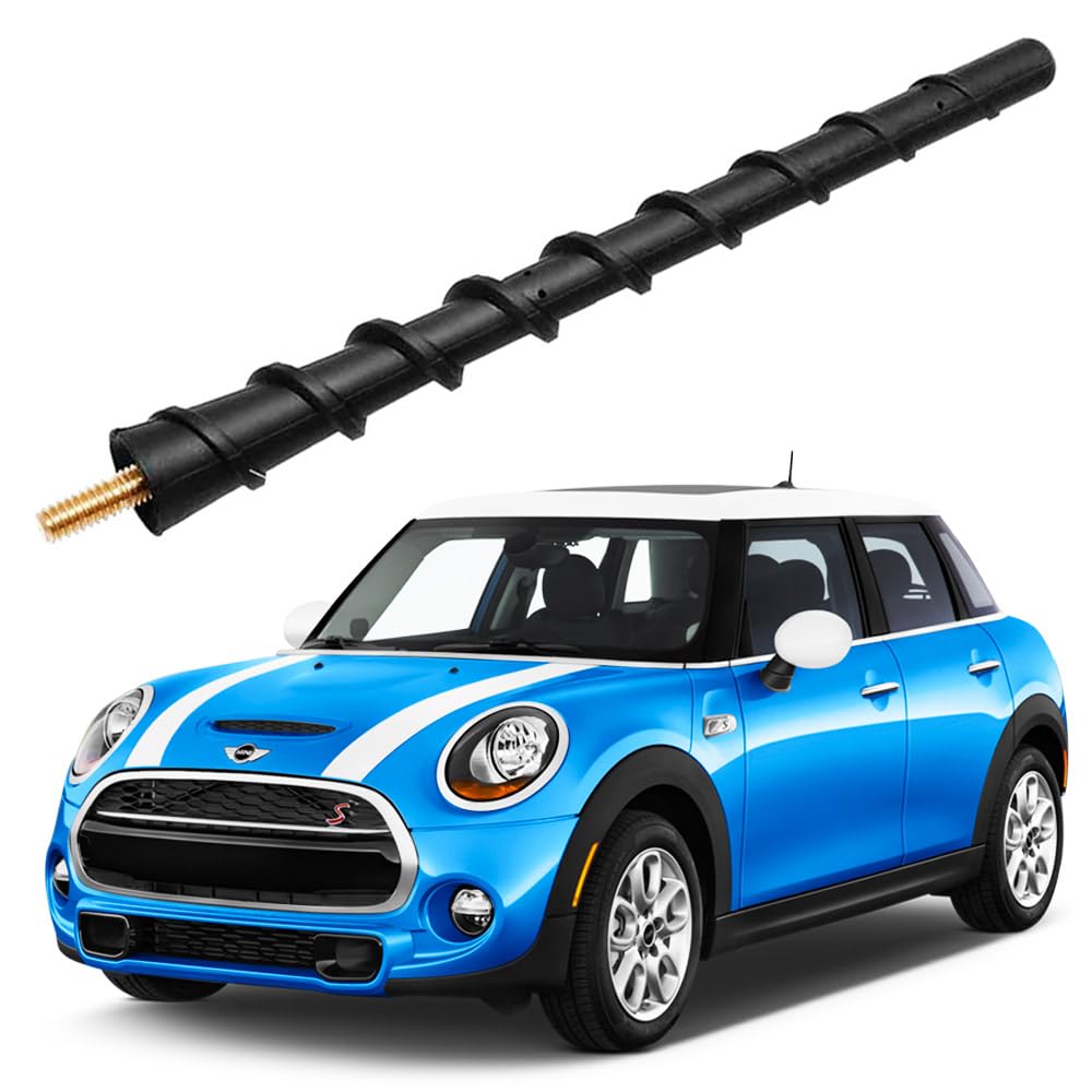 Vofono Antenna For 1999 2020 Mini Cooper Paceman Countryman Clubman Convertible, Car Mini Cooper Accessories, 6.5 Inch Short Spiral Replacement Mini Cooper Antenna Mast For Fm Am Radio Reception