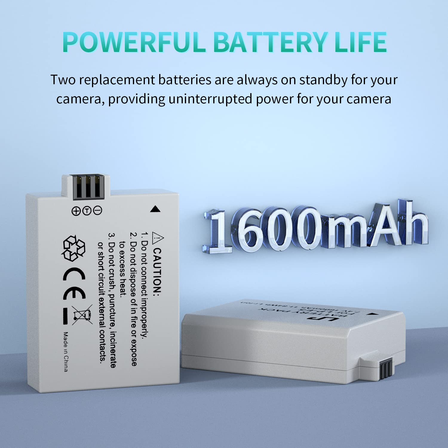 Lp E5 Battery Pack, 2 Pack 1600Mah Battery Compatible With Canon Eos Rebel Xs, Rebel T1I, Rebel Xsi, 1000D, 500D, 450D, Kiss X3,