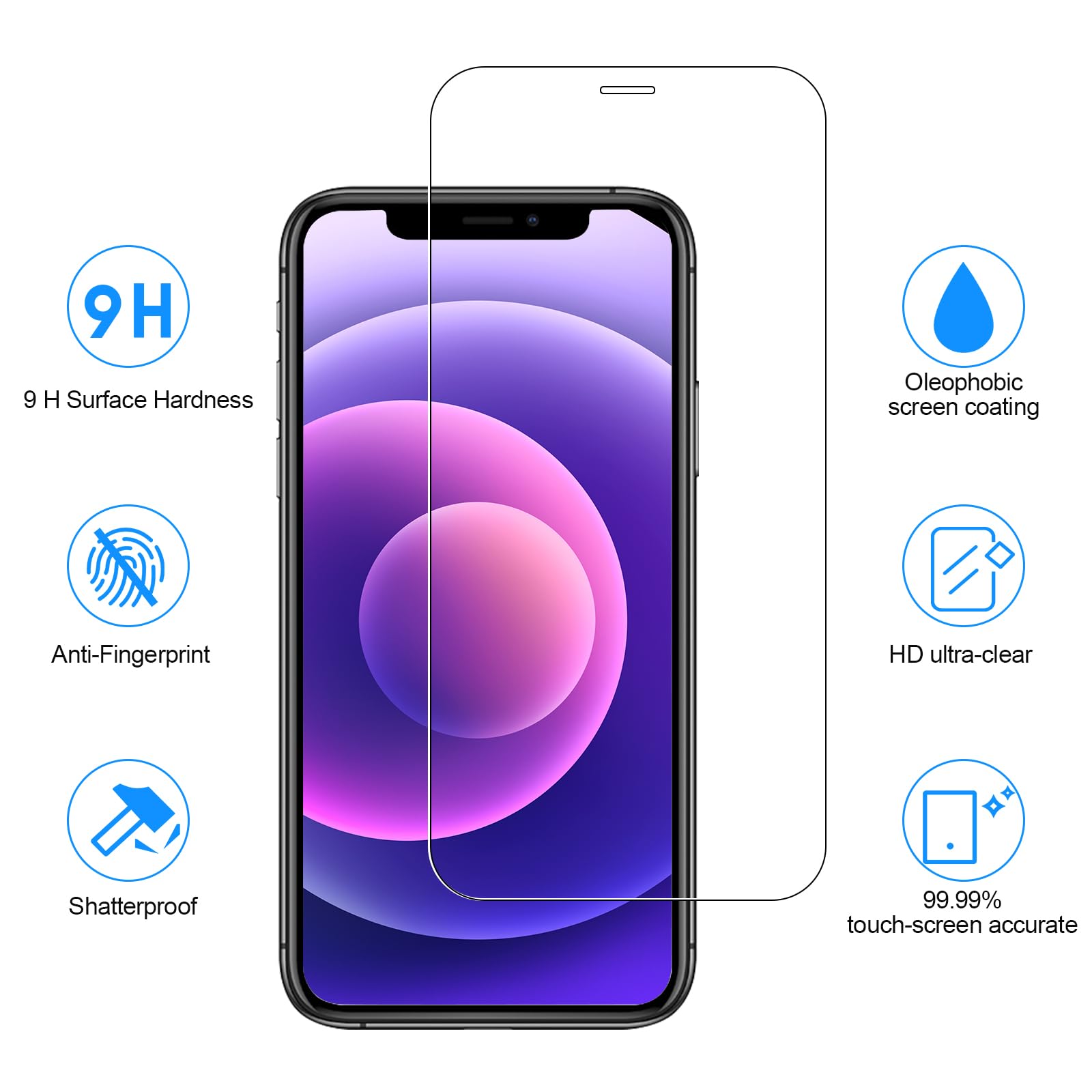 Sibeitu 3 Pack Screen Protector For Iphone 12 With 3 Pack Camera Lens Tempered Glass Protector, 6.1 Inch Hd Clear Tempered Glass