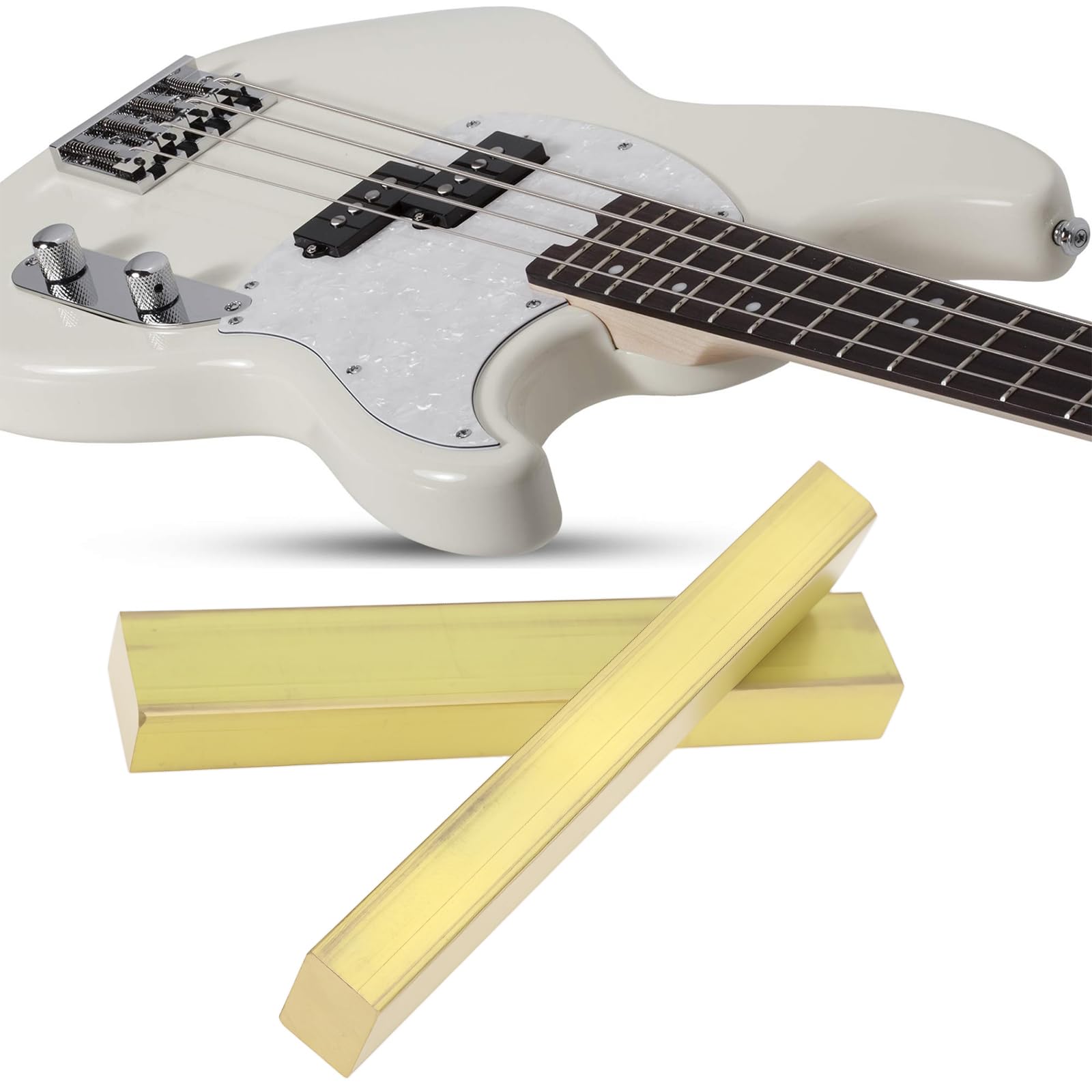 Briny River 2Pcs Electric Bass Brass Nut Blank 56X6X10Mm For Electric Basses Building Projects