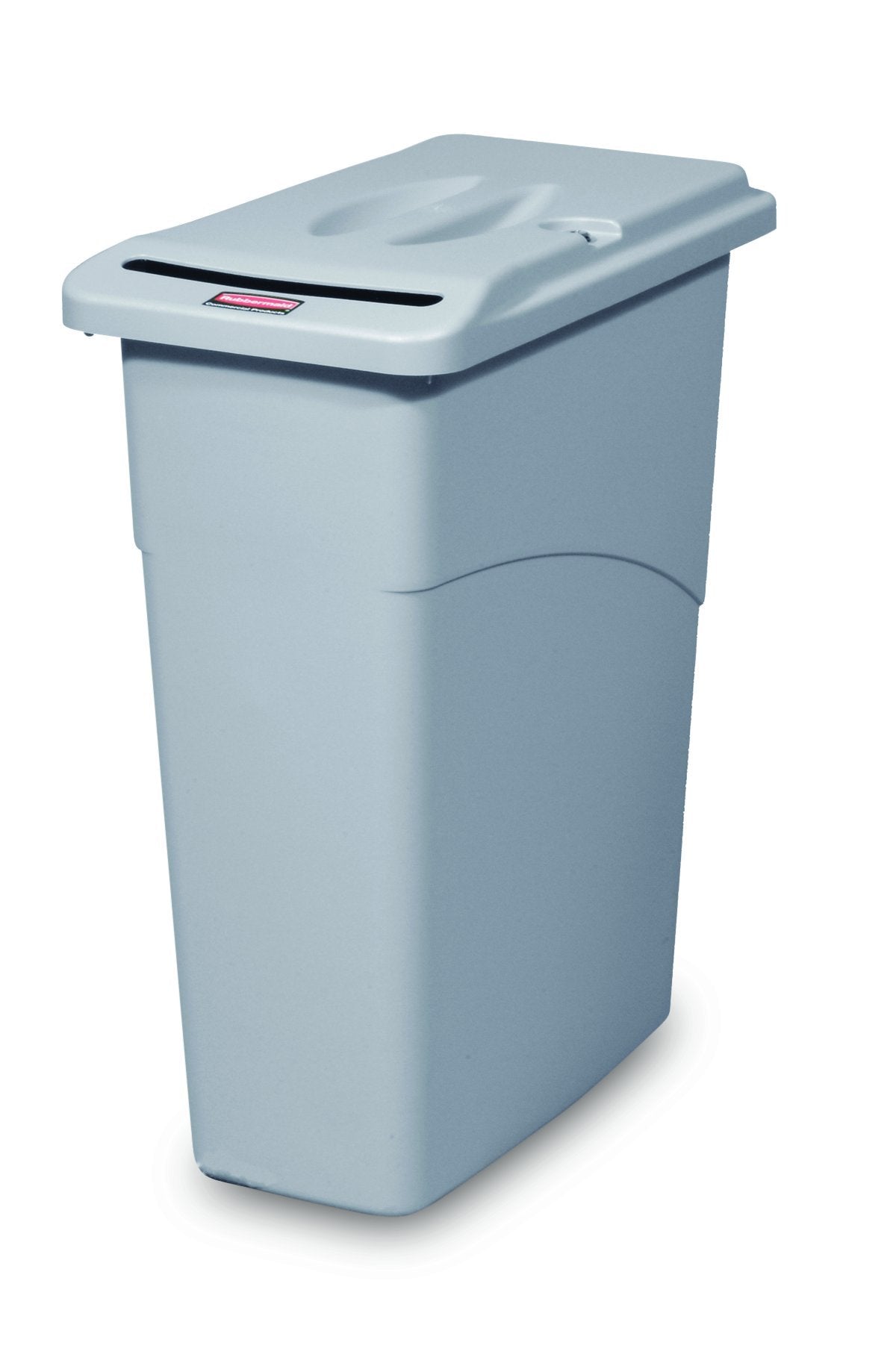 Rubbermaid Commercial Products Slim Jim Waste Confidential Combo, 23 Gallon, Gray, Paper Slot To Dispose Documents With Lock Lid