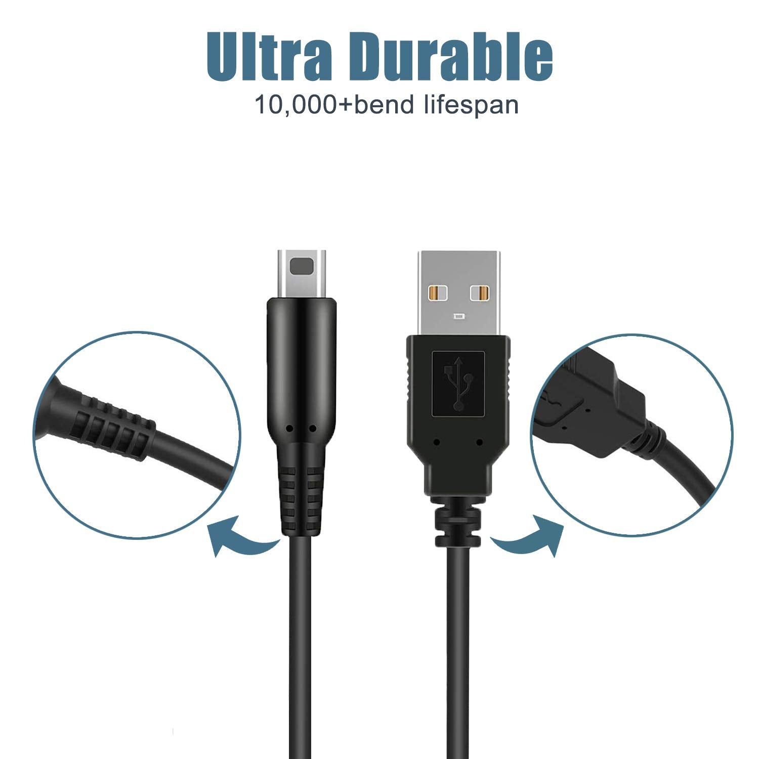 3Ds Usb Charger Cable, Power Charging Lead For Nintendo New 3Ds Xl/New 3Ds/ 3Ds Xl/ 3Ds/ New 2Ds Xl/New 2Ds/ 2Ds Xl/ 2Ds/ Dsi/Ds