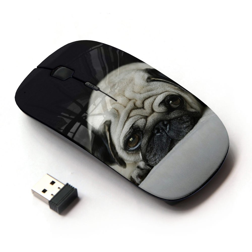 Koolmouse [ Optical 2.4G Wireless Mouse [ Pug Dog Small Shorthair Big Brown Eyes ]