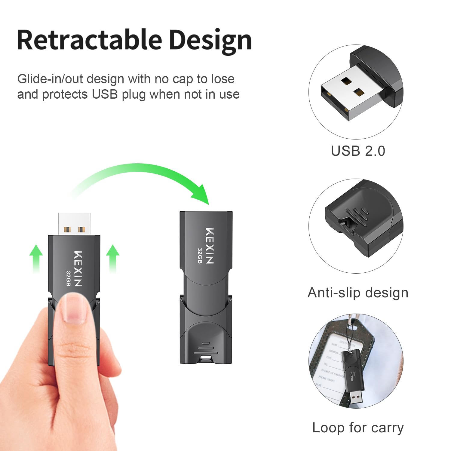 Kexin 32Gb Usb Flash Drives 10 Pack Thumb Drives Data Storage 32G Memory Stick Jump Drive For Storage And Backup (32Gb, Black)