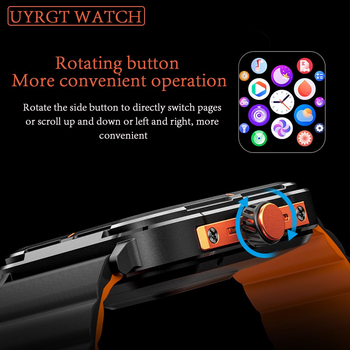 Uyrgt Sports&Rugged Smartwatch For Men Women,Cnc Aluminum Alloy Frame,1.83    Full Touch Display,Bluetooth Call,Fitness Tracker