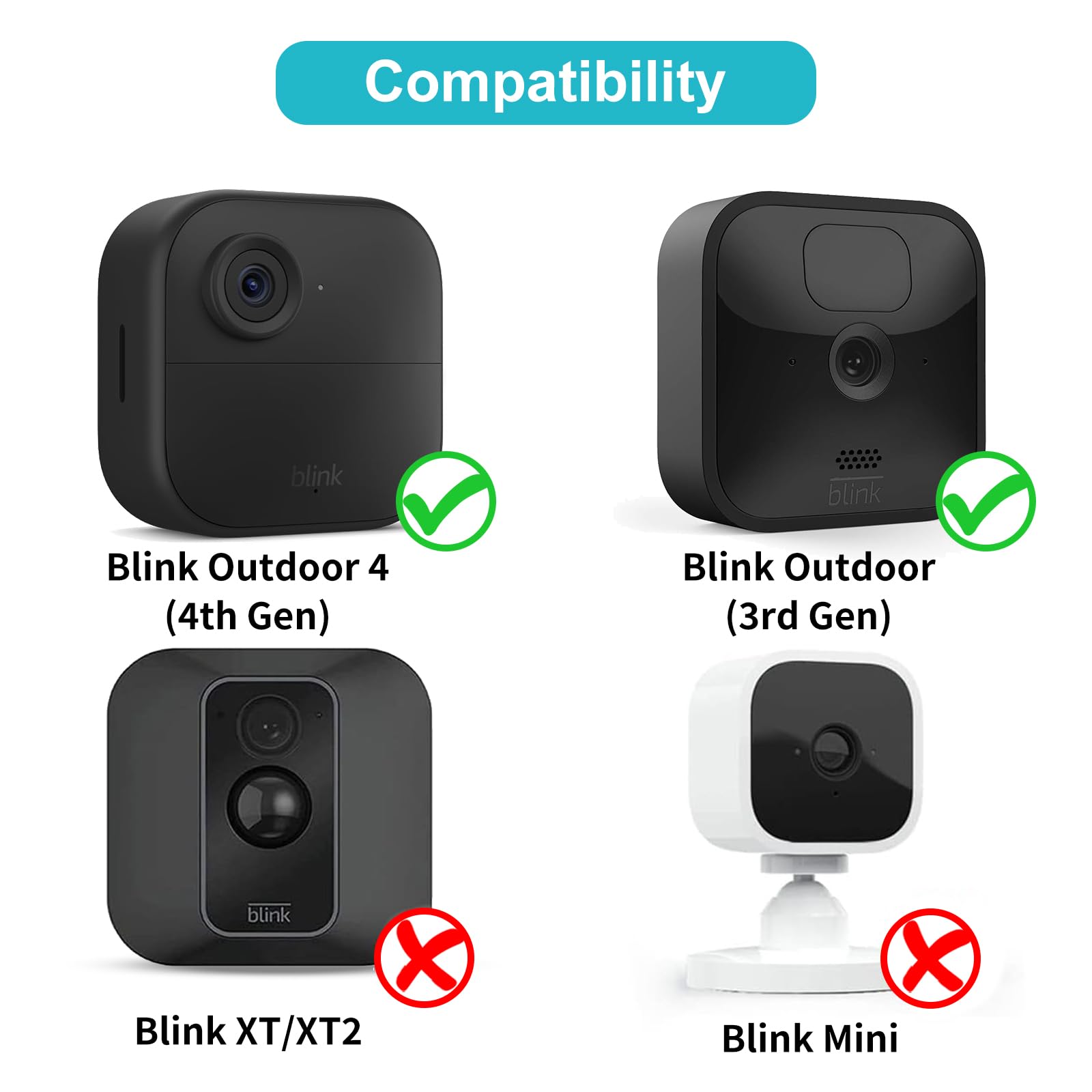 All New Blink Outdoor Camera Housing And Mounting Bracket (4Th Gen And 3Rd Gen), 3 Pack Protective Cover And 360 Degrees Adjustable Mount With Sync Module 2 Outlet Mount (White)