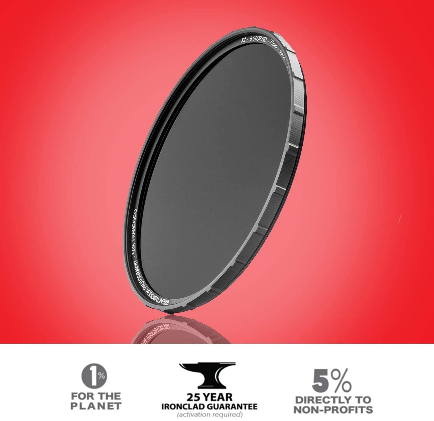 Breakthrough Photography 49Mm X2 6 Stop Fixed Nd Filter For Camera Lenses, Neutral Density Professional Photography Filter, Mrc8