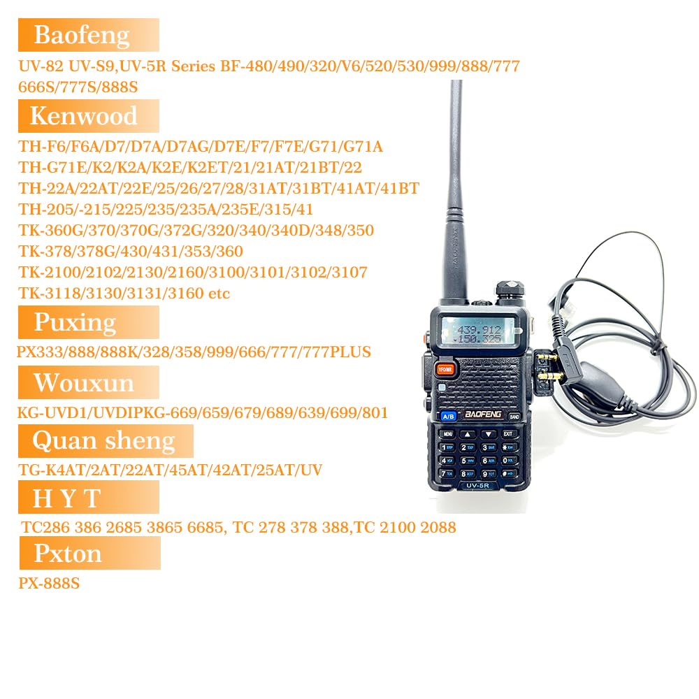 Walkie Talkies Earpieces(2 Packs) With Mic 2 Pin Covert Air Acoustic Tube Headset For Baofeng Uv 5R Bf 888S Bf F8Hp Retevis H 77