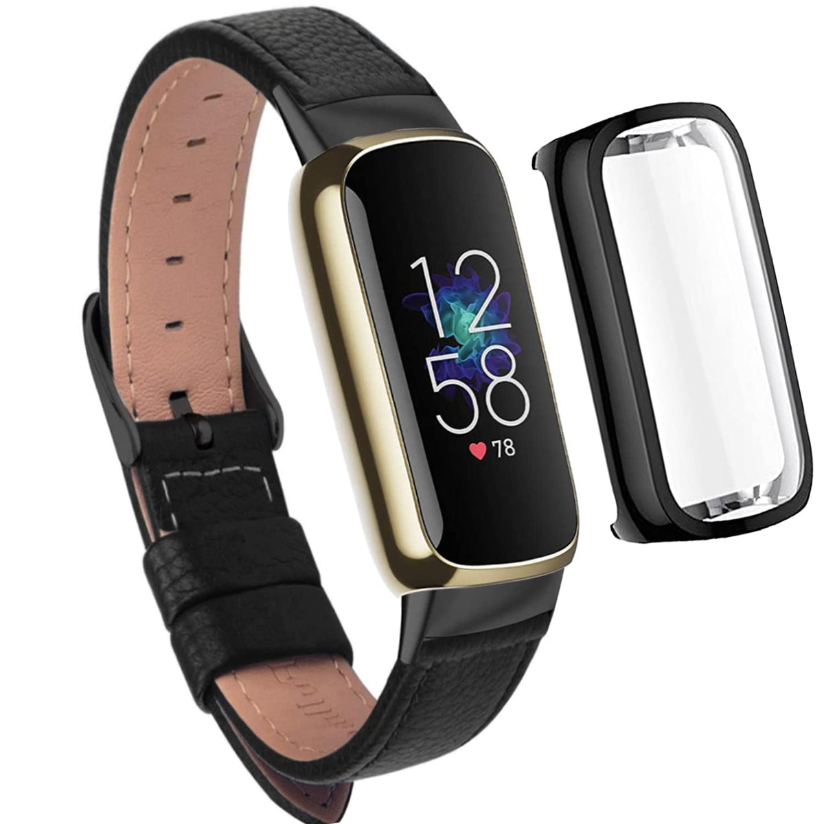 Compatible For Fitbit Luxe Watch Band, Elegant Slim Leather Strap Wristband, Soft Bracelet Replacement For Fitbit Luxe Fitness, 