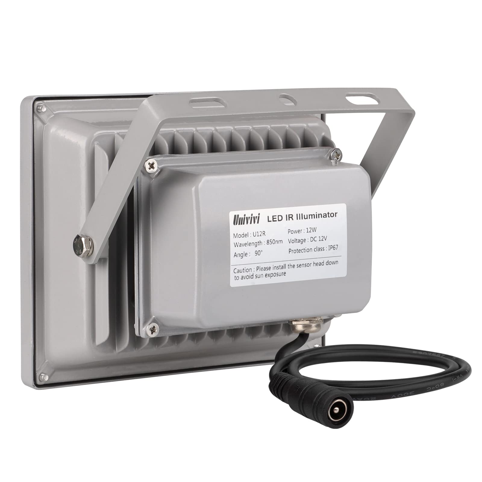 Univivi Ir Illuminator, 850Nm 12 Leds Wide Angle Ir Illuminator For Night Vision, Waterproof Led Infrared Light With 12V Dc Powe