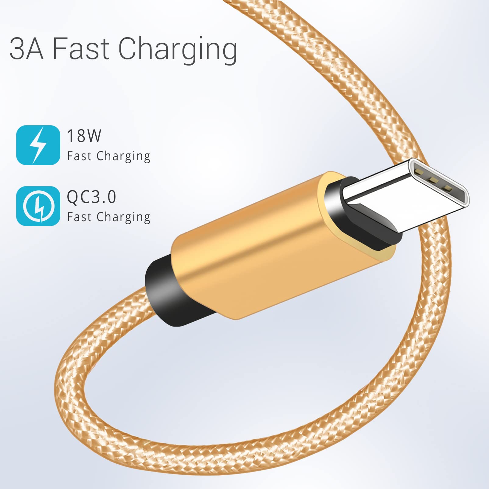 Sumpk Usb C Cable 1Ft 4 Pack, 3A Fast Charging Usb A To Usb C Cord Nylon Braided Compatible With Samsung Galaxy A10E A20 A20S A5