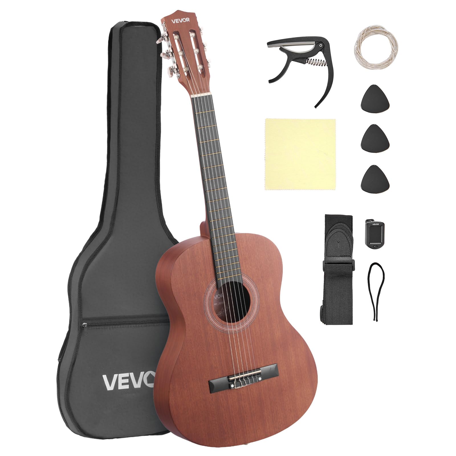 VEVOR 36 Acoustic Guitar for Kids Beginners Youth, 3/4 Junior Size Classical Guitar with Nylon Strings & Full Starter Kit (Gig B
