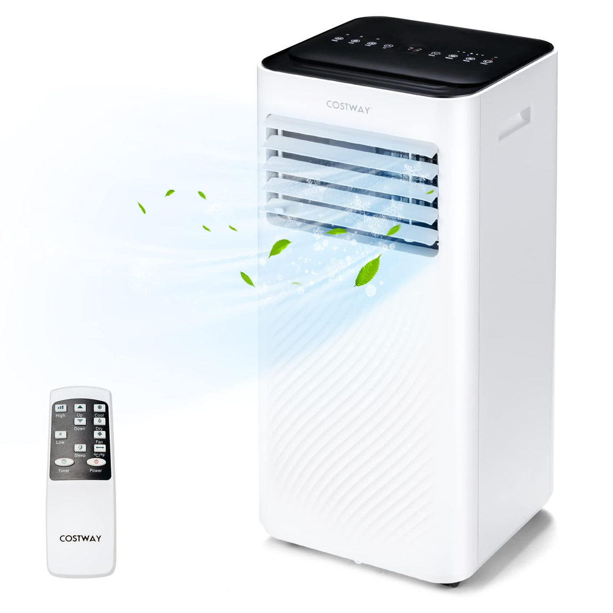 Costway Portable Air Conditioner, 10000 Btu Ac Unit With Cool, Fan, Dehumidifier & Sleep Mode For Rooms Up To 350 Sq.Ft, With 24H Timer, Child Lock, Remote Control & Window Kit (White And Black)