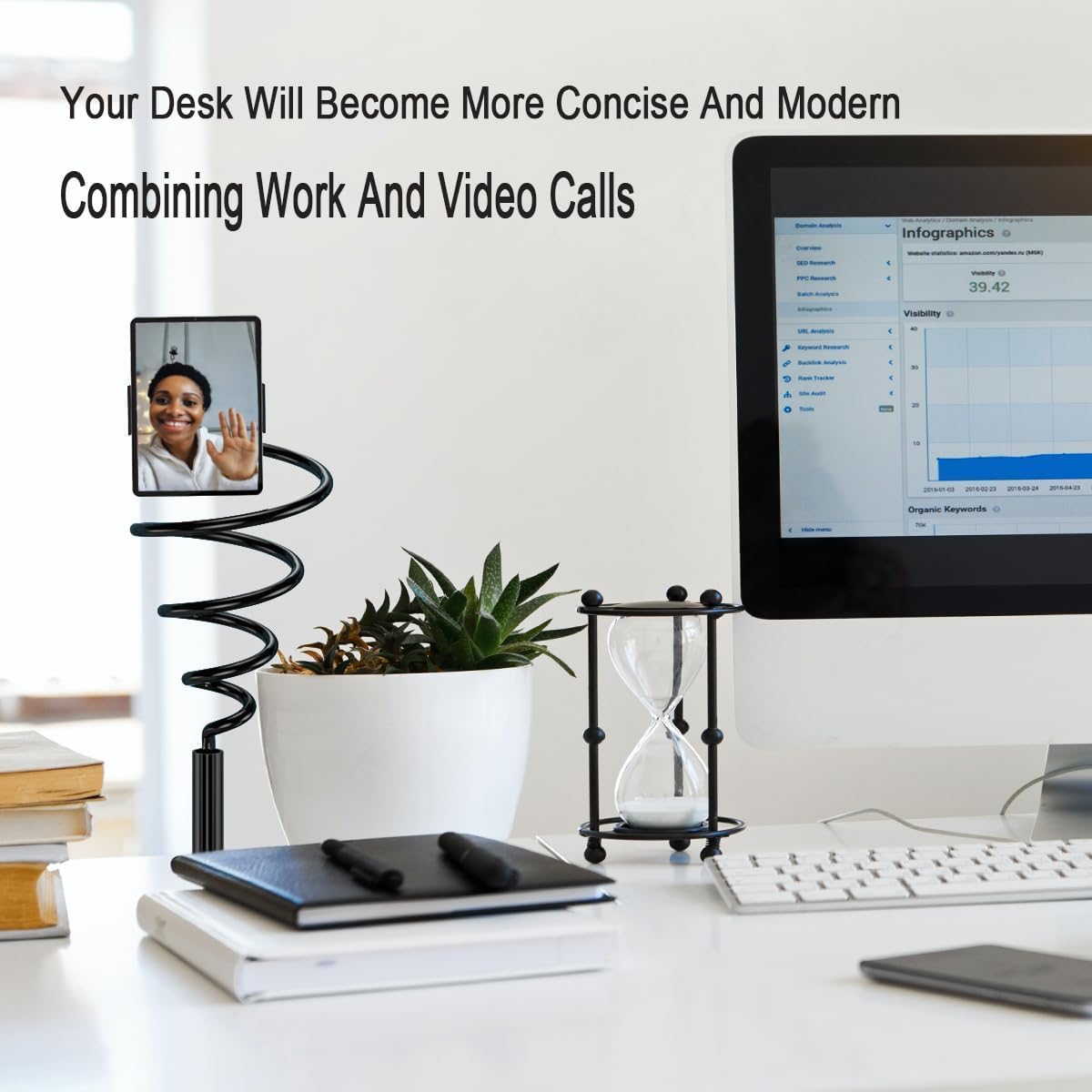 Sannween Gooseneck Phone Holder For Bed, Iphone Stand For Desk Recording Fliming Kindle Tablet Stand Accessories Overhead Phone