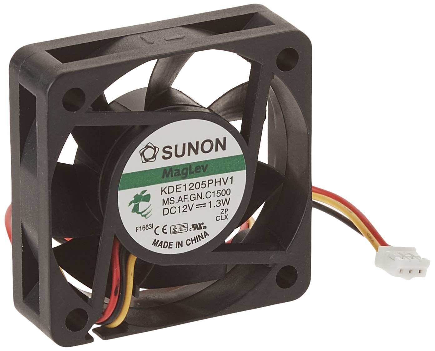 SUNON KDE1205PHV1.MS.AF.GN Brushless Tubeaxial Fan, 3-12 Lead Connection, 17 CFM, Vapo Bearing, 87mA, 1 Watt, 33 dBA, 50 mm L x