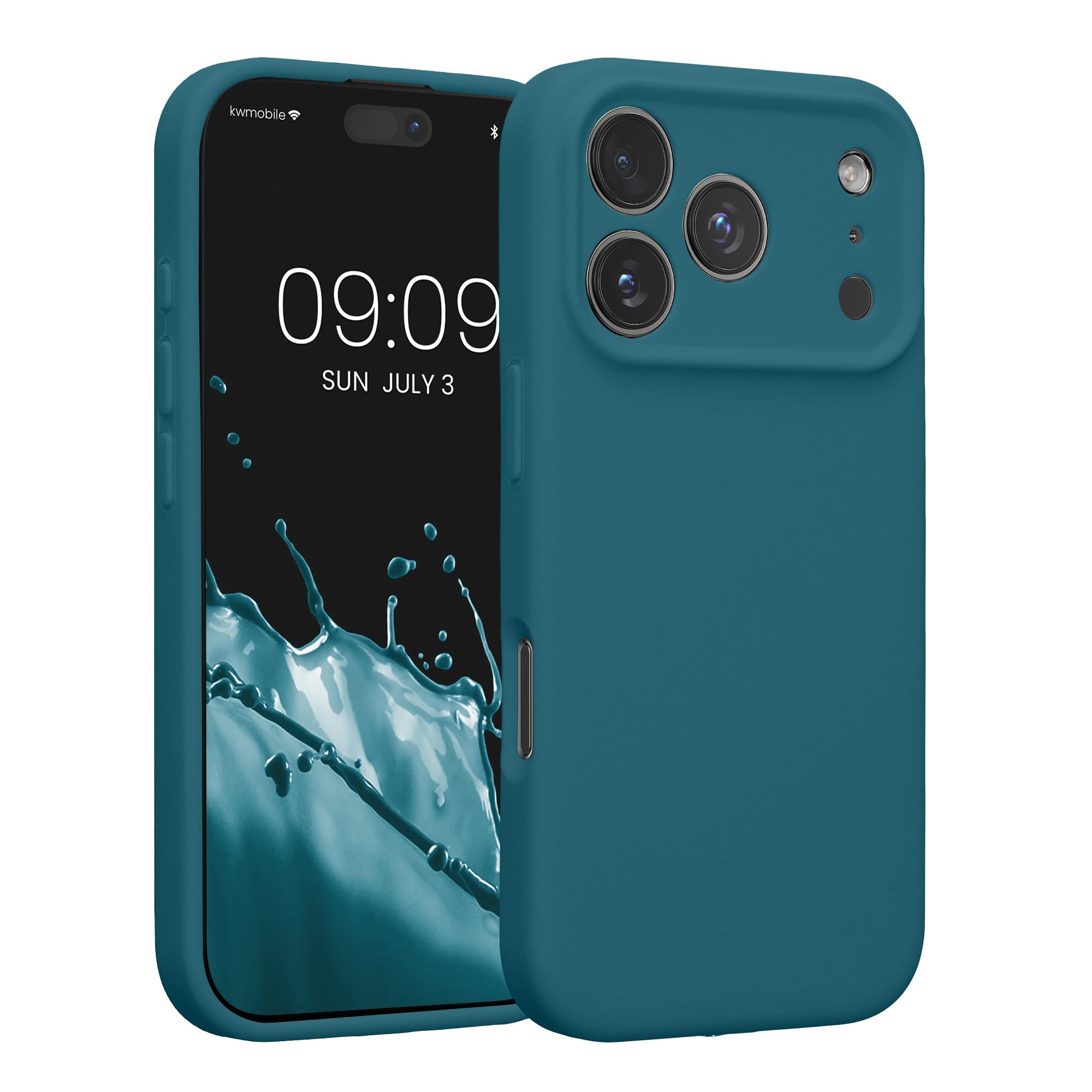 kwmobile Case Compatible with Apple iPhone 17 Pro Case - Slim TPU Silicone Phone Cover - Soft Touch Finish - Teal Matte