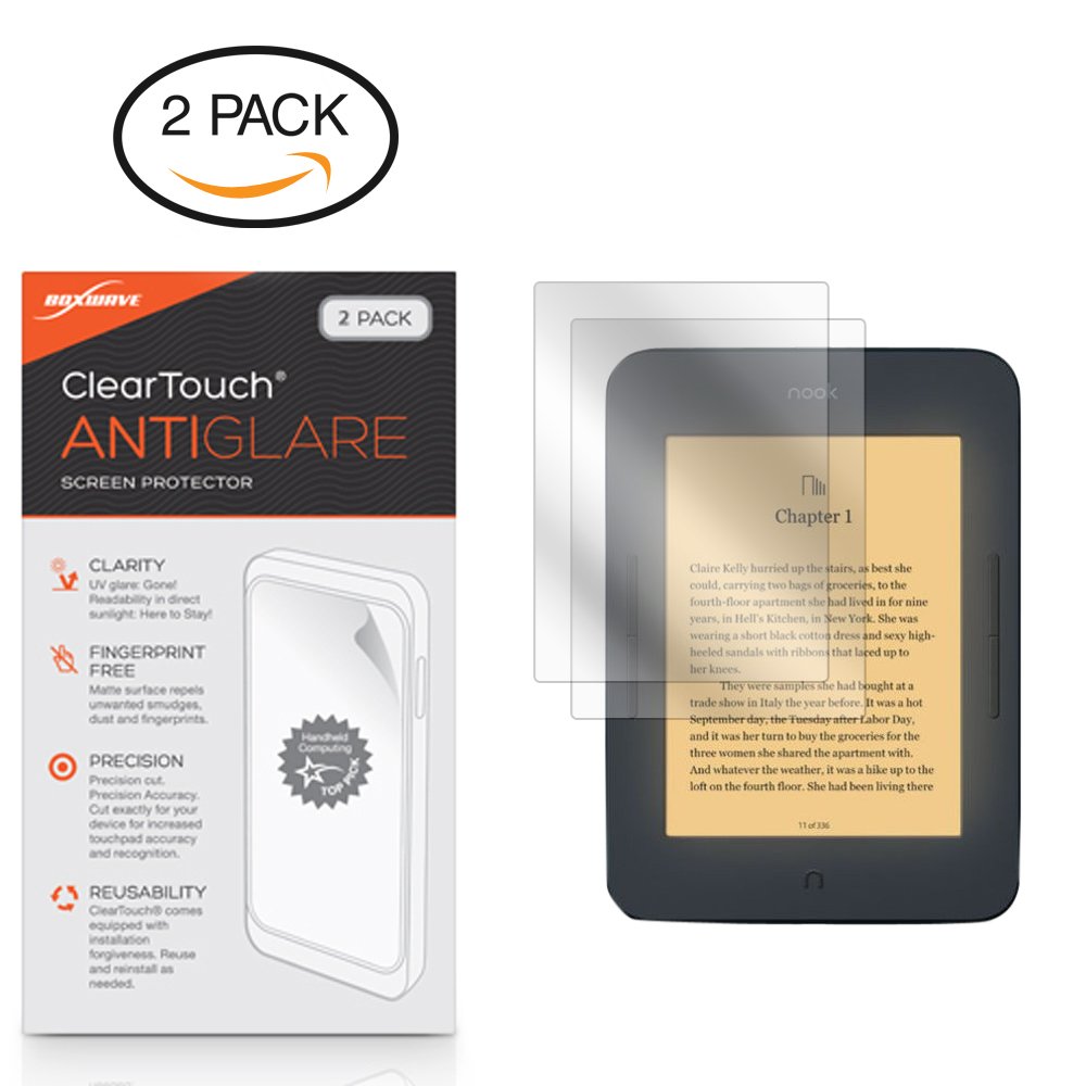 Boxwave Screen Protector Compatible With Barnes & Noble Nook Glowlight 3   Cleartouch Anti Glare (2 Pack), Anti Fingerprint Matt