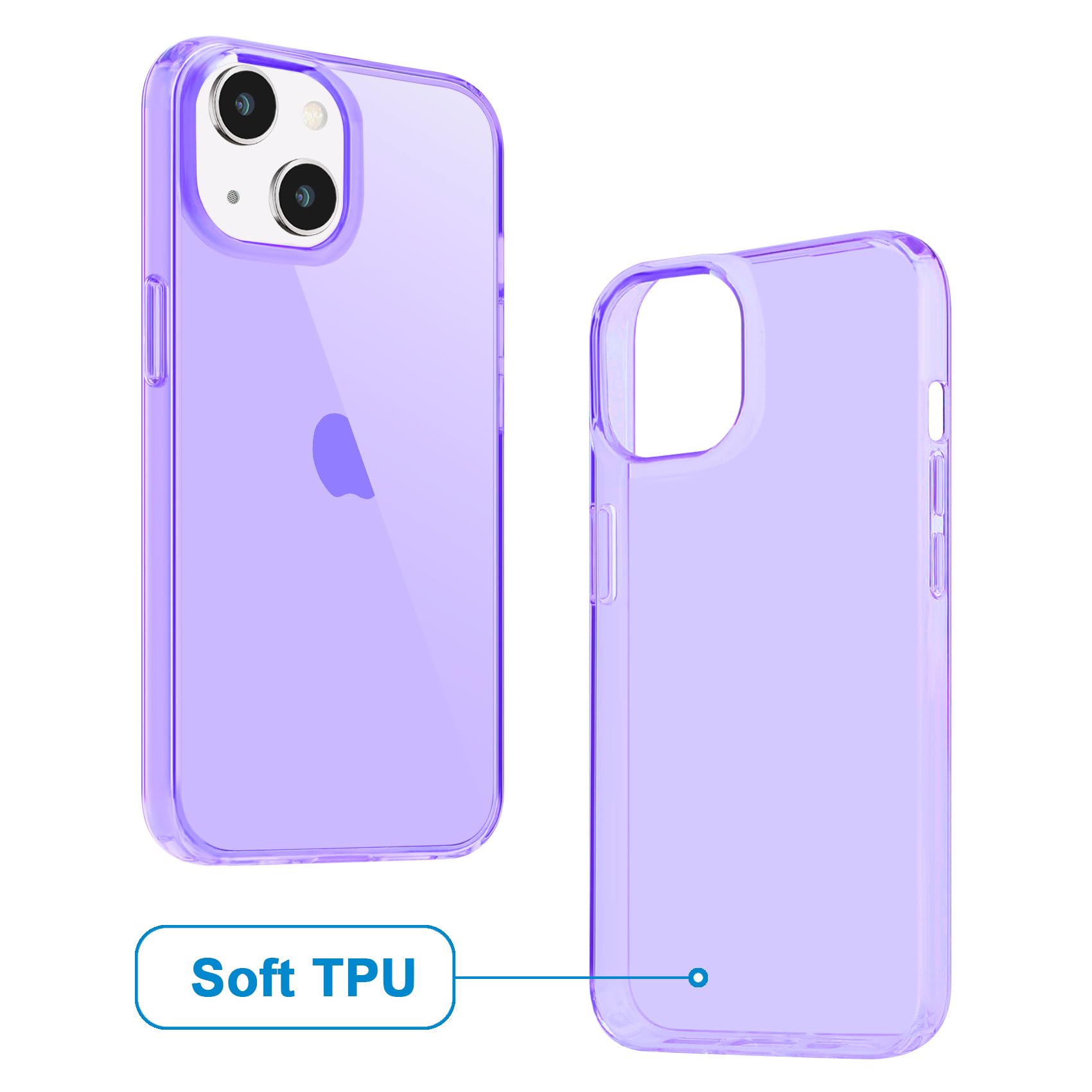JJGoo iPhone 14 Plus Clear Shockproof Slim Protective TPU Phone Case Purple 6.7 inch