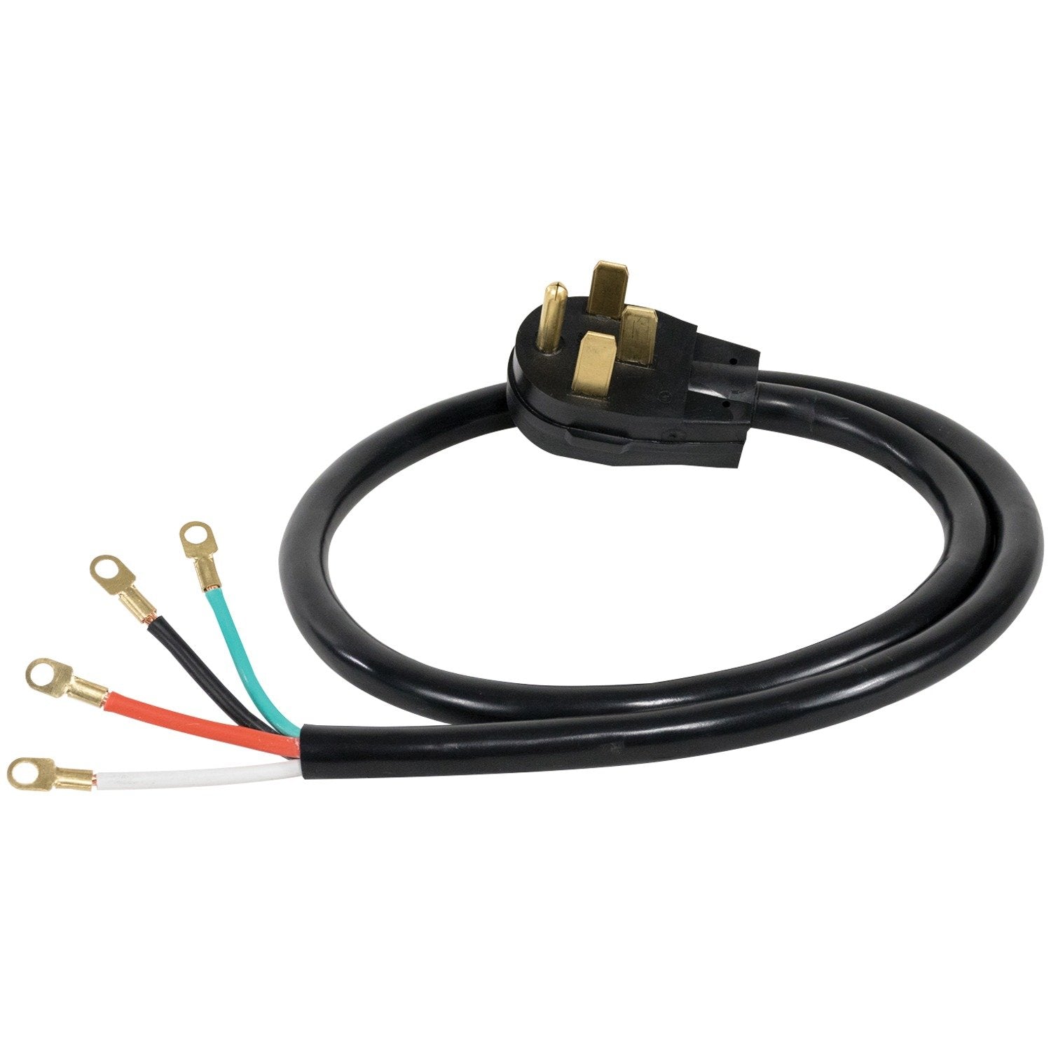 Certified Appliance Accessories 40 Amp Appliance Power Cord, 4 Prong Range Cord, 4 Wires With Eyelet Connectors, 4 Feet, Copper
