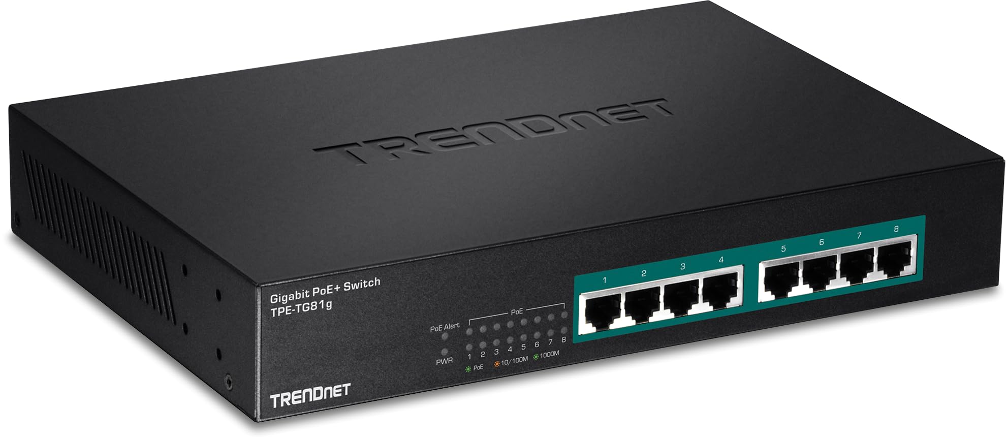 Trendnet 8 Port Gigabit Greennet Poe+ Switch, Tpe Tg81G, 8 X Gigabit Poe+ Ports, Rack Mountable, Up To 30 W Per Port With 110 W
