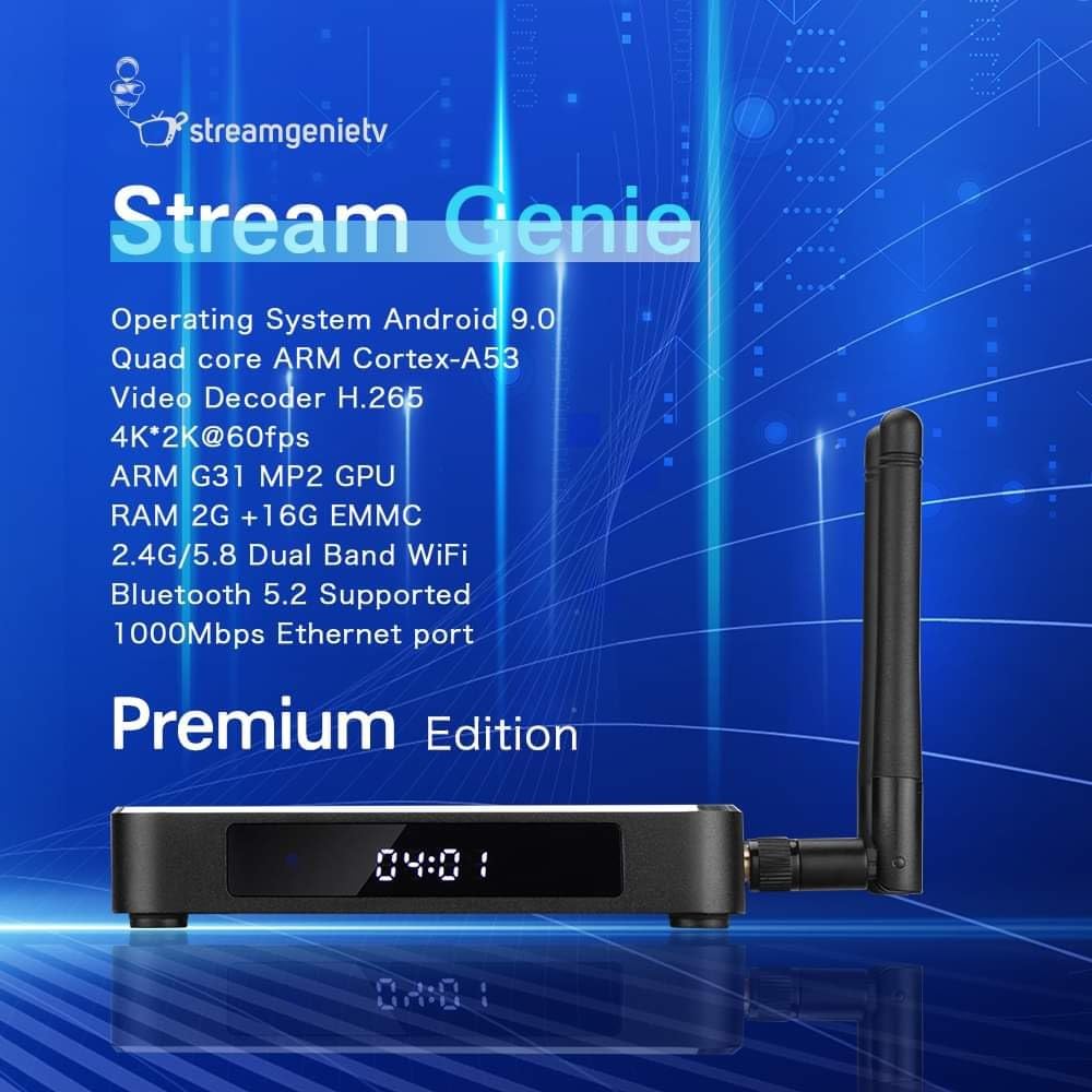 Streamgenie 2.0 Tv Stream Box By Freestream, With Dual Wifi Antenna And Remote, With New Streamgenie 2.0 Software