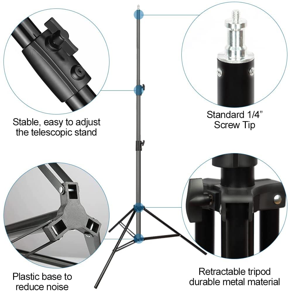 Heavy Duty Light Stand 9.5Ft, Aluminum Alloy Lights Stand Spring Cushioned Adjustable Photo Video Lighting Stand, Photography St