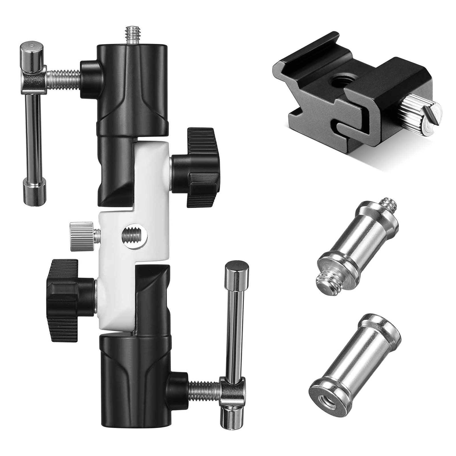 Supon Flash Bracket U Shape,180� Adjustable Swivel Umbrella Softbox Holder With 1/4' To 3/8' Screw &Nut Adapter And Cold Shoe Mount For Dslr Cameras,Speedlites,Tripod,Light Stand,Studio,Led Light