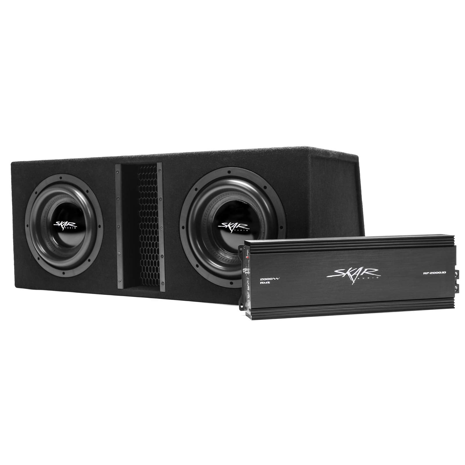 Skar Audio Dual 10" EVL Series Subwoofer Package with Amplifier - 4000 Watt, Black, Model EVL-2X10D4-RP-2000.1D