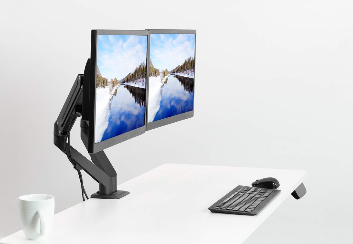 VIVO Aluminum Articulating Dual Monitor Arm for 17 to 27 inch Screens, Desk Mount Tension Spring Monitor Stand for 2 Screens, Black, STAND V102O