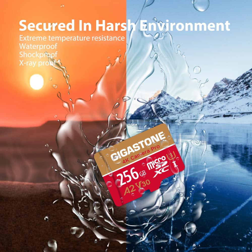[5 Yrs Free Data Recovery] Gigastone 256Gb Micro Sd Card, 4K Camera Pro, A2 V30 For Smartphone, Gopro, Action Cams, 4K Uhd Video