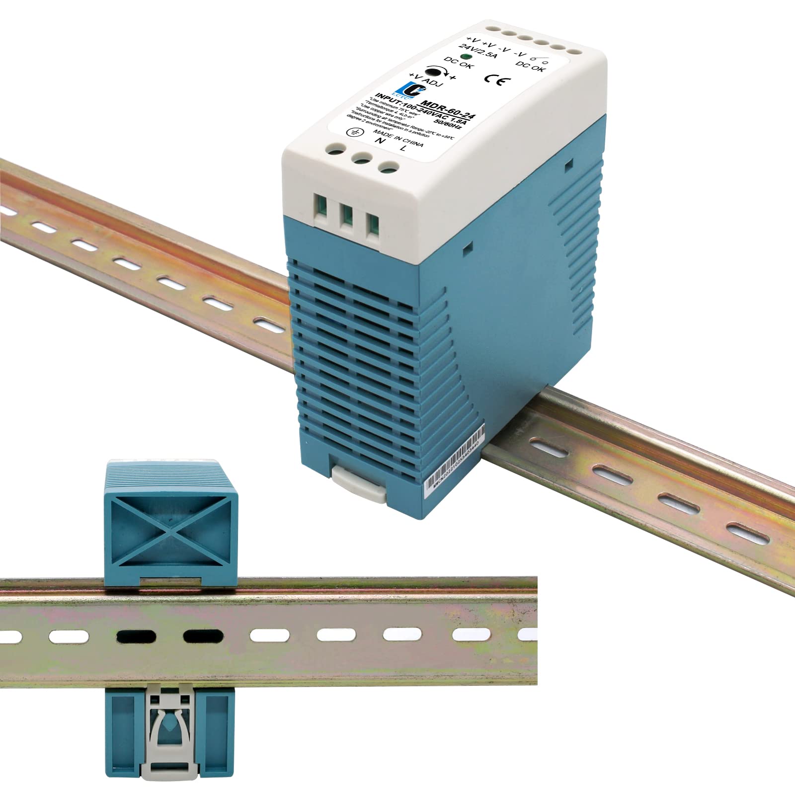 Din Rail Dc 24V Switching Power Supply Mdr 60W Rail Type(Input:100 240Vac,Output:24Vdc,50/60Hz) Switch Converter (24V 2.5A)