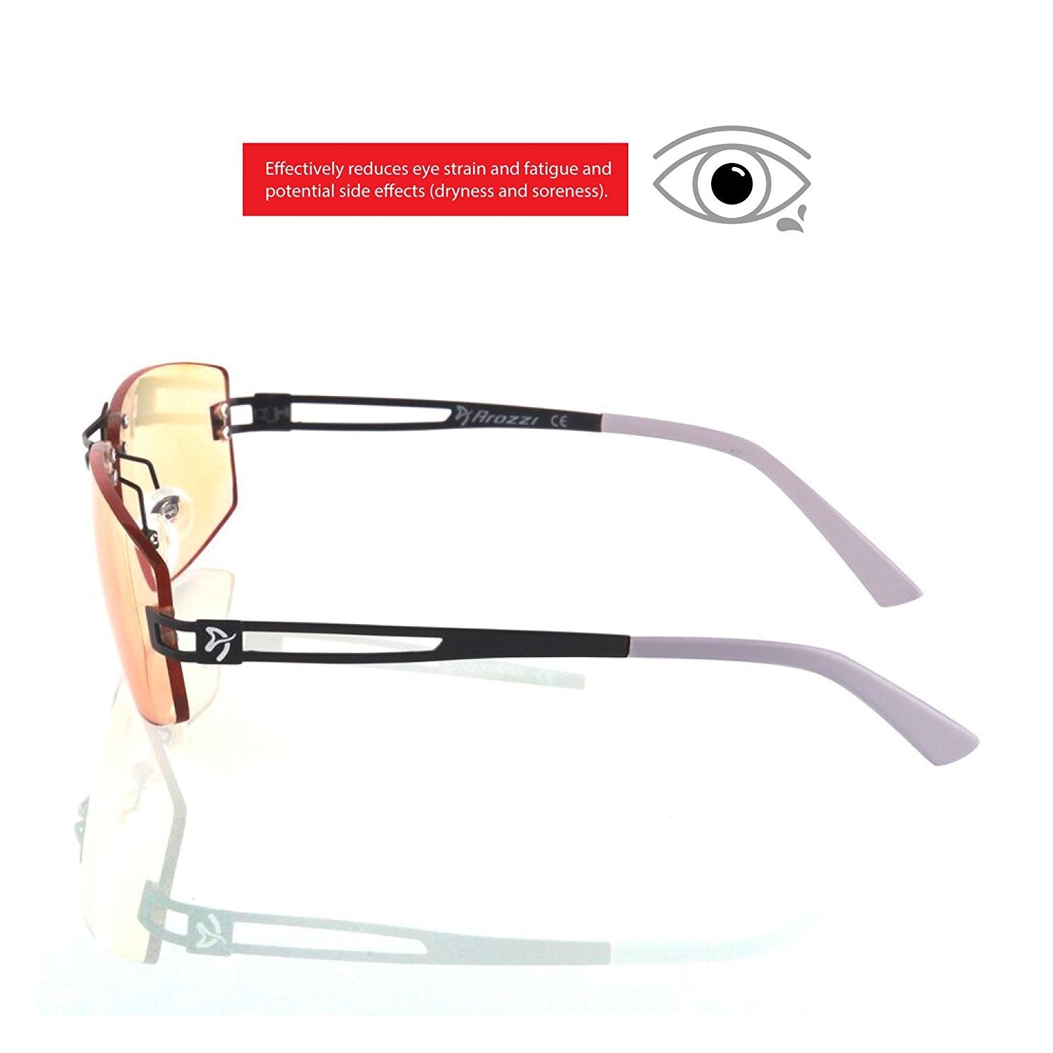 Arozzi Visione Vx-600 Computer Gaming Glasses - Anti-Glare, Uv And Blue Light Protection, Eye Strain Relief, Comfortable Gaming,