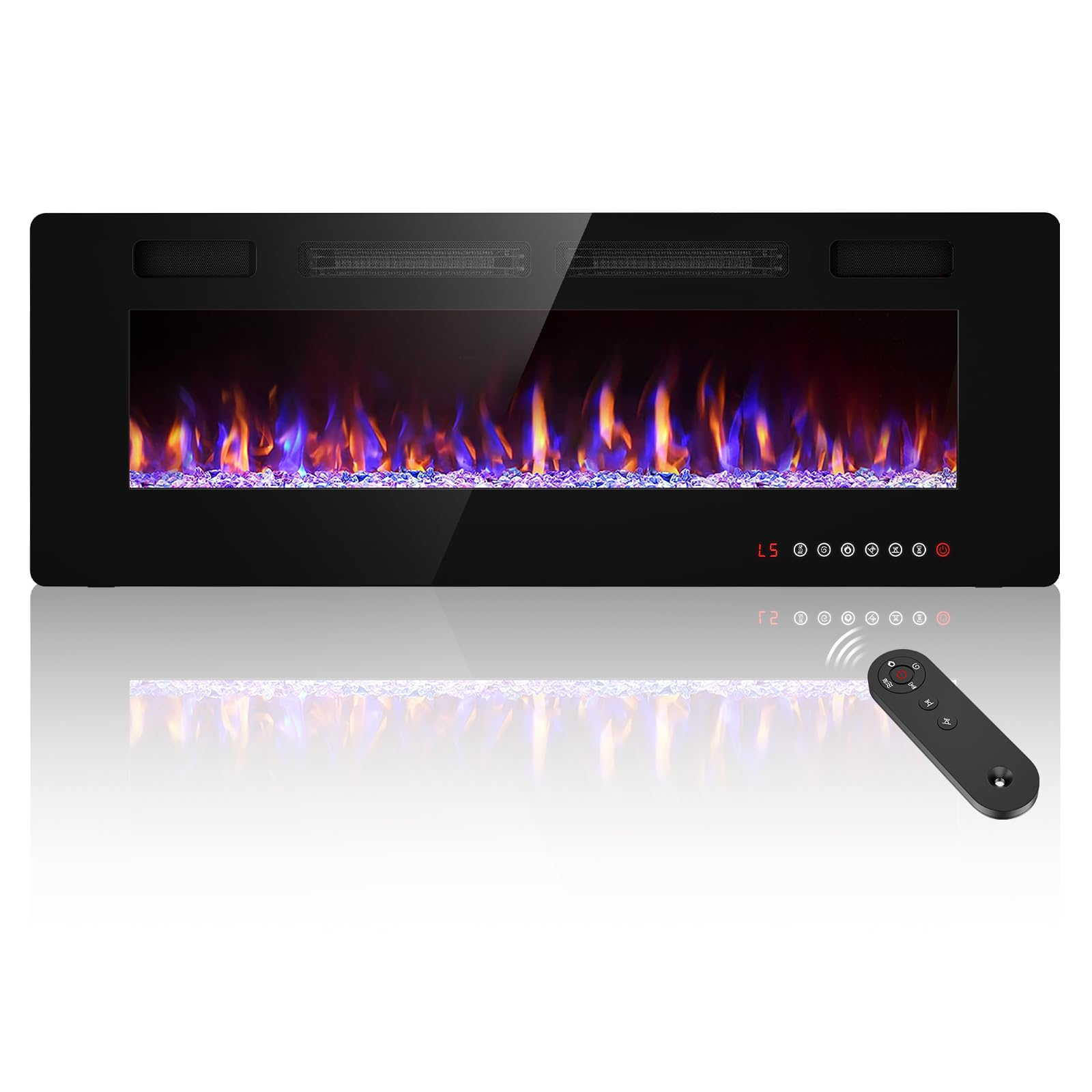 50    Recessed And Wall Mounted Fire Places Electric Fireplace With Remote Control, Toucn Screen