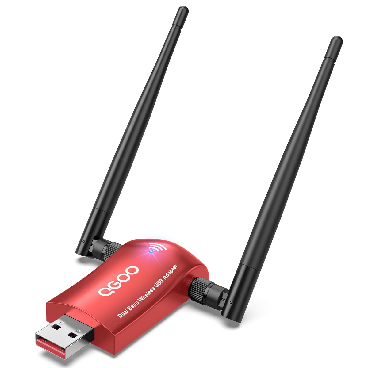 Wireless Wifi Adapter For Pc - Qgoo Usb 3.0 Ac1300Mbps Network Dongle With 5Dbi High Gain Dual Antennas, Dual Band 2.4G/400Mbps 