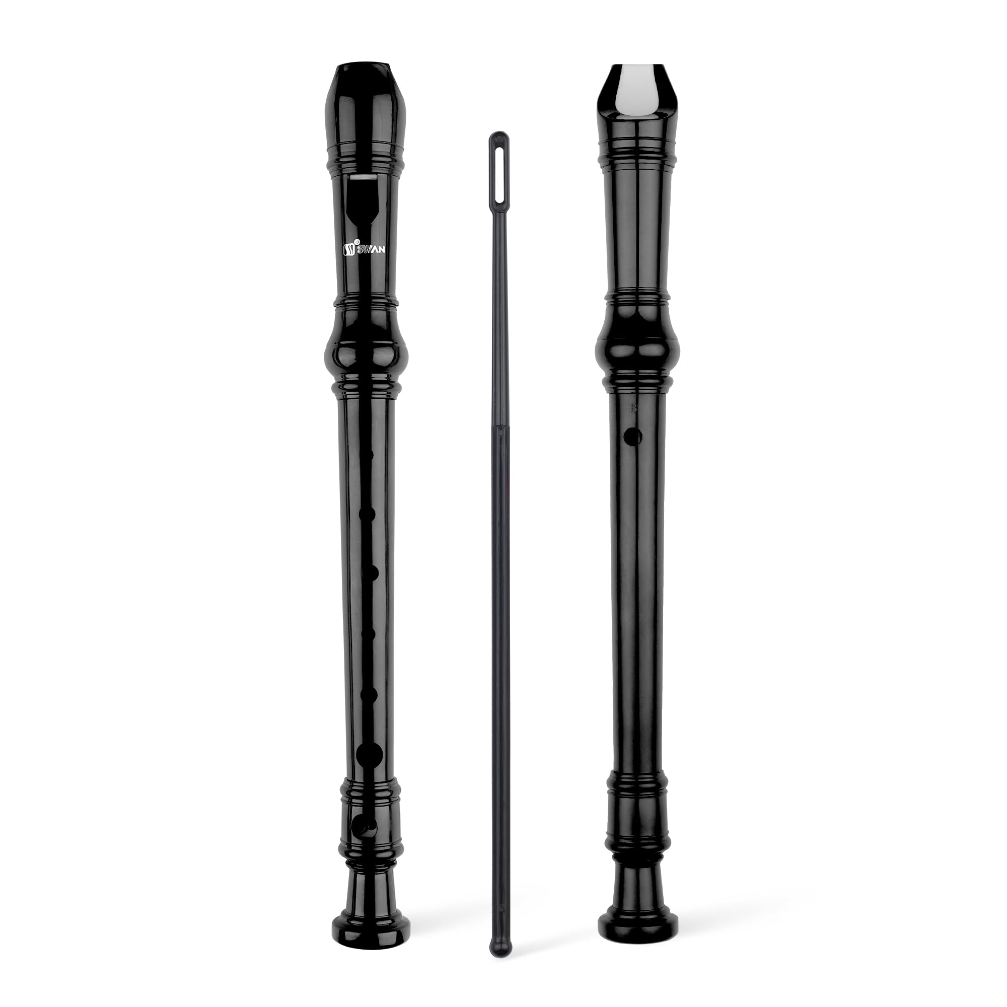 SWAN Soprano Recorder Instrument for Beginners Student - Baroque Style 8 Hole Flute Detachable 3pcs Descant Recorder with Cleani