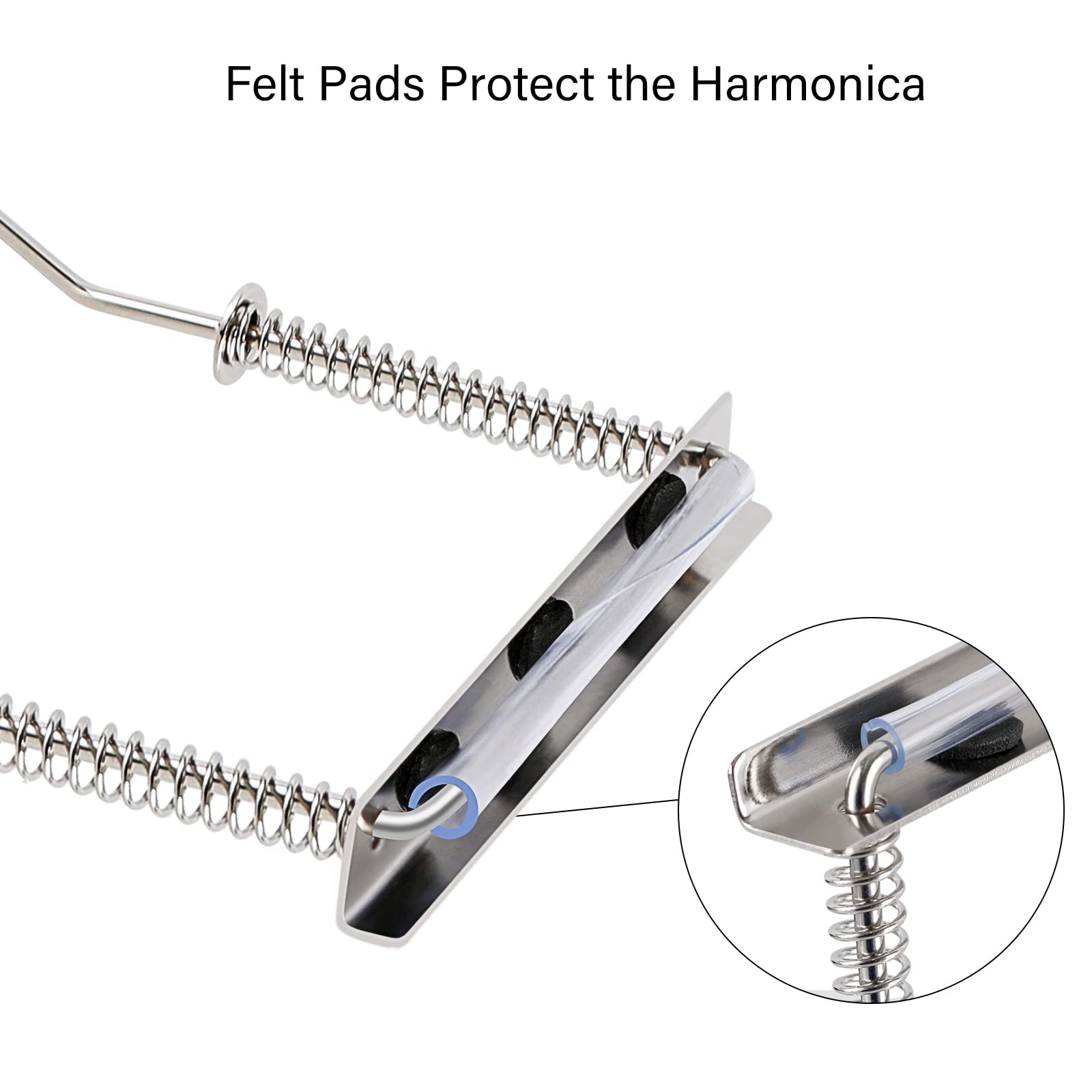 Eastrock Harmonica Holder,10 Hole Professional Harmonica Holder Neck,Anti Scratch Adjustable Harmonica Neck Brace,Hands Free Dur