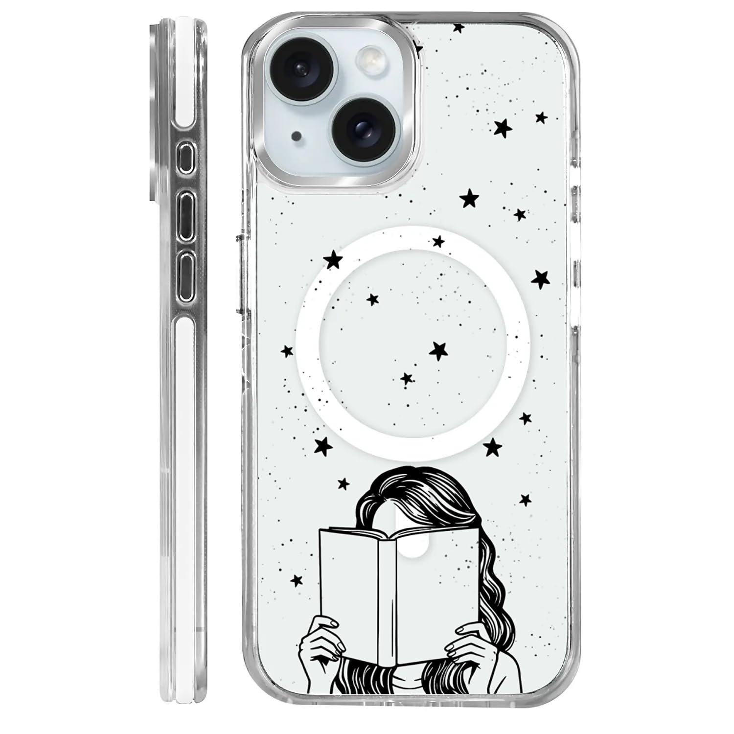 casesok for iPhone 15 Plus Case Compatible with Magsafe,Clear Aesthetic Design Cute for Girls Women,Anti-Drop Protective Hard Ph