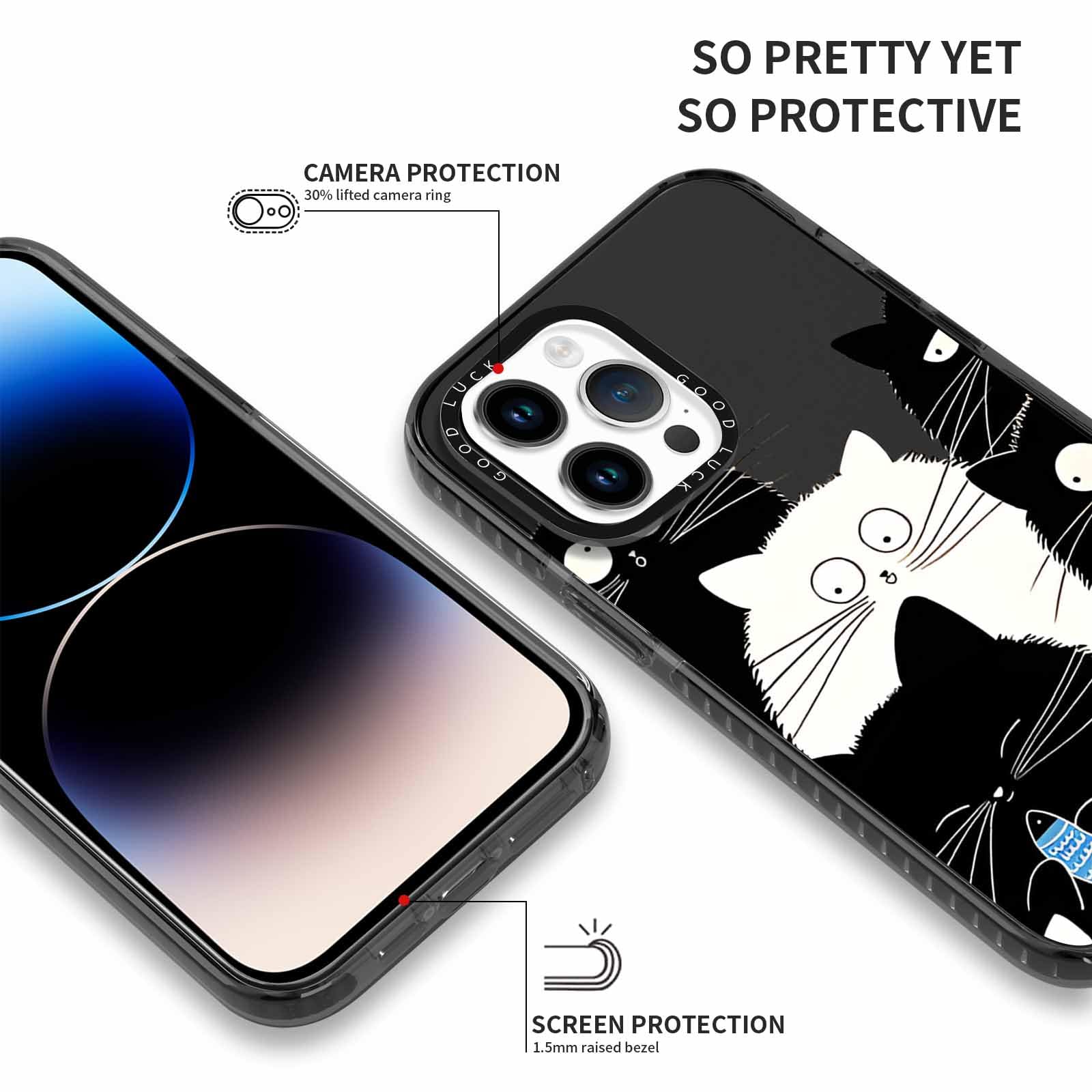 Rumdey 2 Pack Clear Phone Case For Iphone 15 Pro 6.1 Inch, Cute Black Cat Aesthetic Pattern Design Protective Soft Slim Shockpro