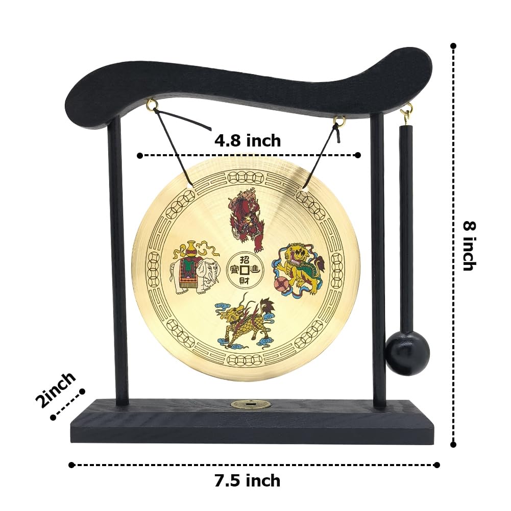 Hooshing Brass Gong Feng Shui Desktop Zen Art Home Decor Housewarming Congratulatory Lucky Blessing Gift
